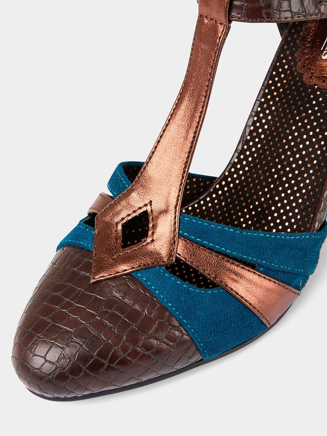 Image 4 of 6 of Joe Browns A Vintage Affair T Bar Shoes - Chocolate Multi