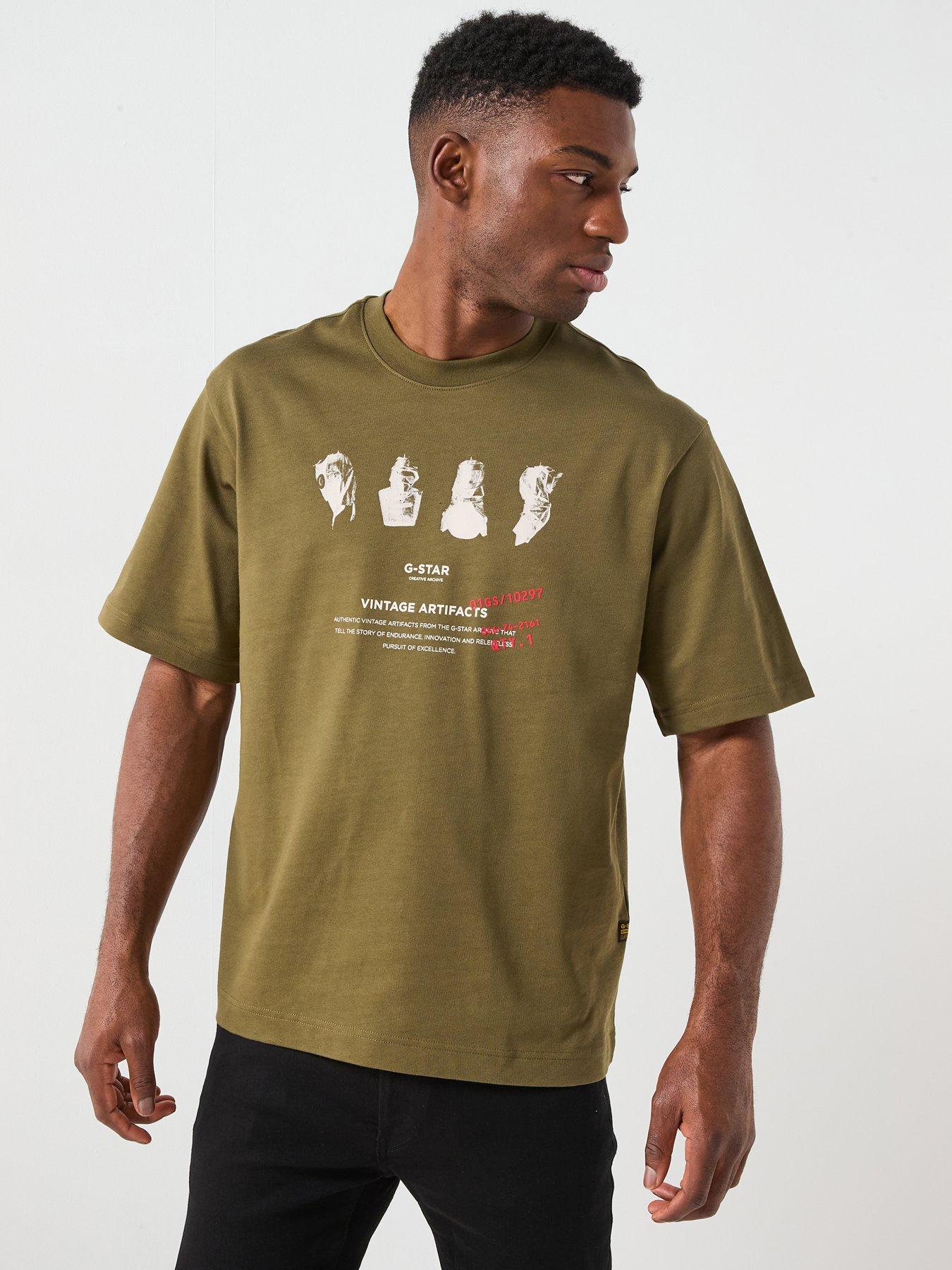  image of g-star-raw-artifacts-shaow-print-t-shirt-green