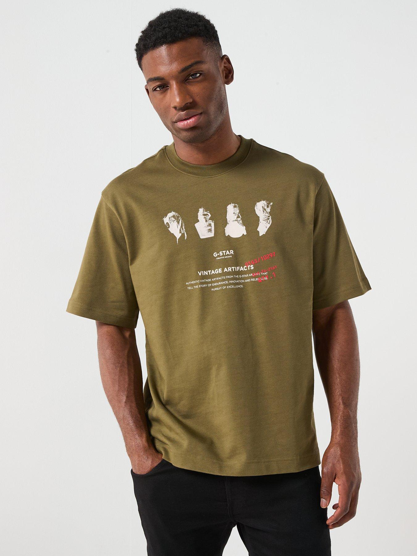  image of g-star-raw-artifacts-shaow-print-t-shirt-green