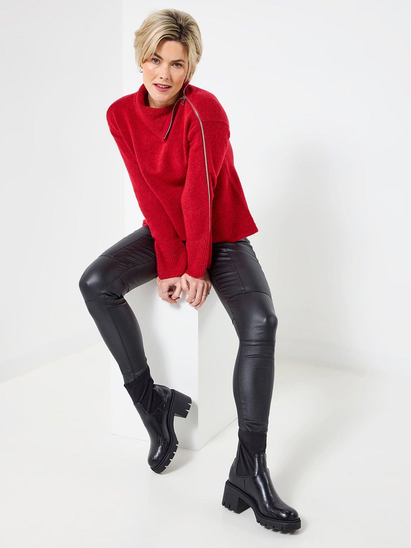  image of joe-browns-roxanne-zip-sleeve-jumper-red