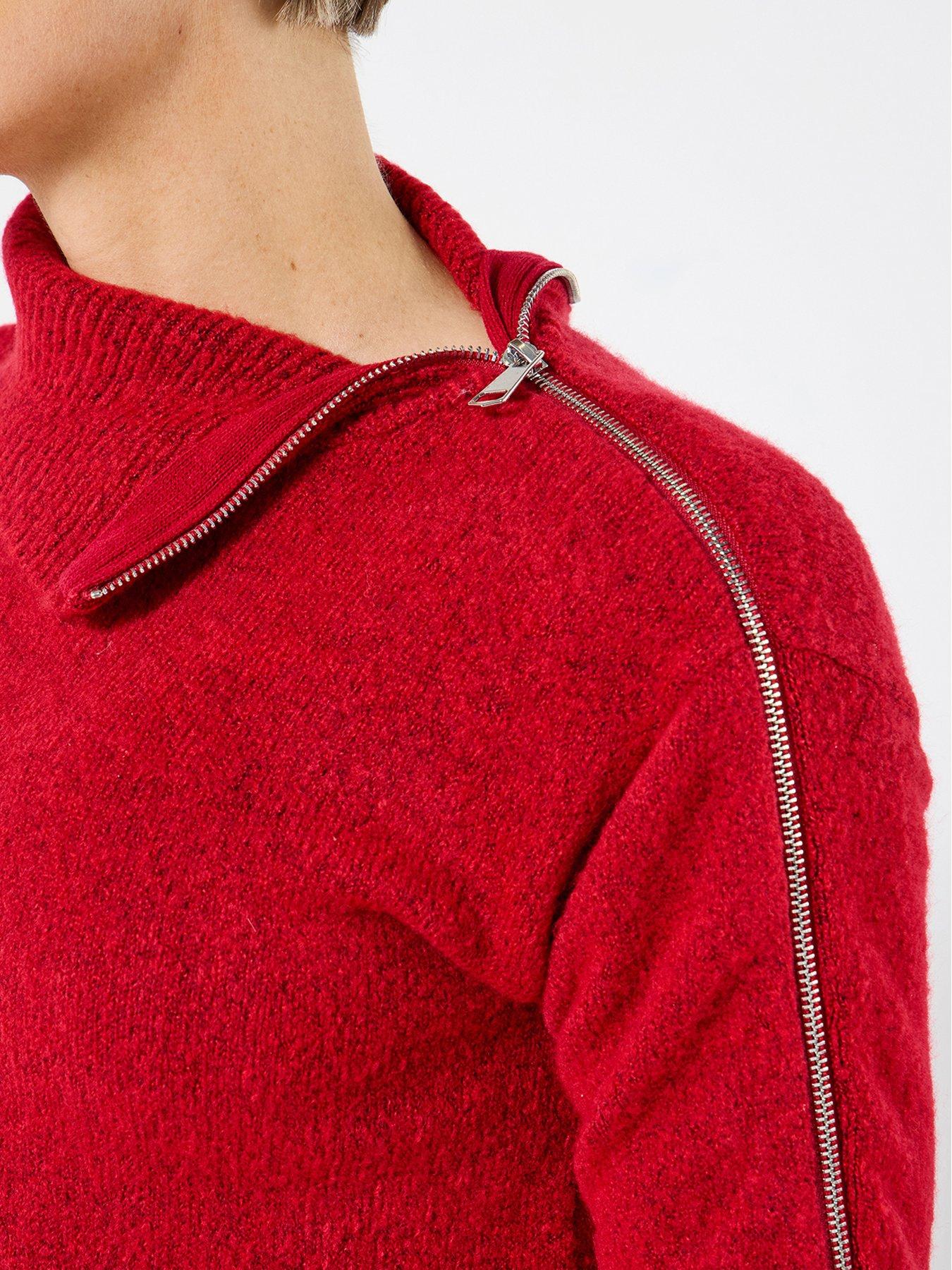 image of joe-browns-roxanne-zip-sleeve-jumper-red