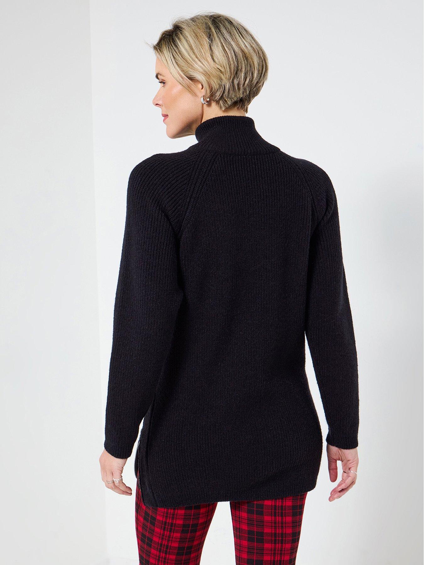 Image 4 of 6 of Joe Browns Lexie Longline Zip Detail Jumper - Black