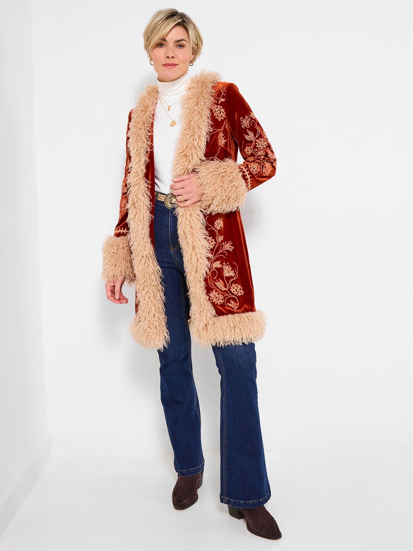 undefined Boho Girl Embroidered Boutique Coat - Burnt Orange
