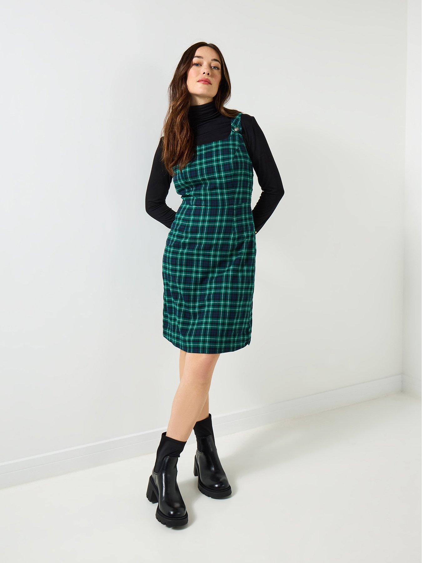 Joe Browns Trixie Check Pinafore Dress - Green