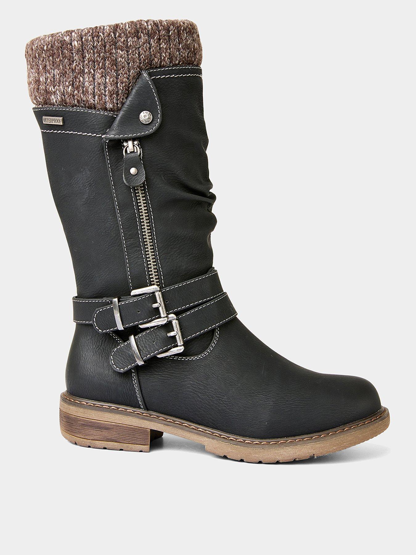 undefined Peyton Knitted Top Long Boots - Black