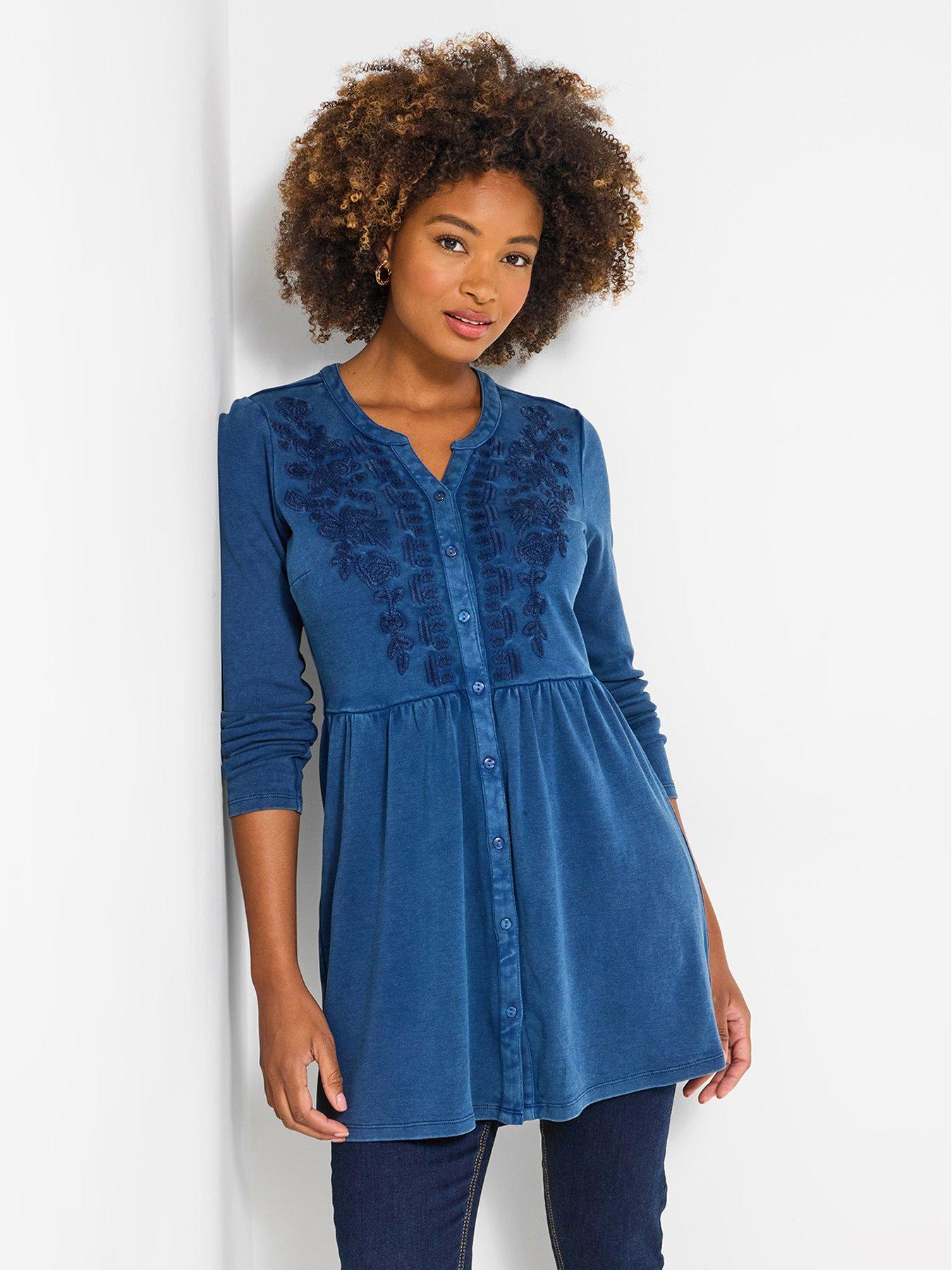 undefined Pretty In Blue Jersey Sweat Tunic Top - Blue