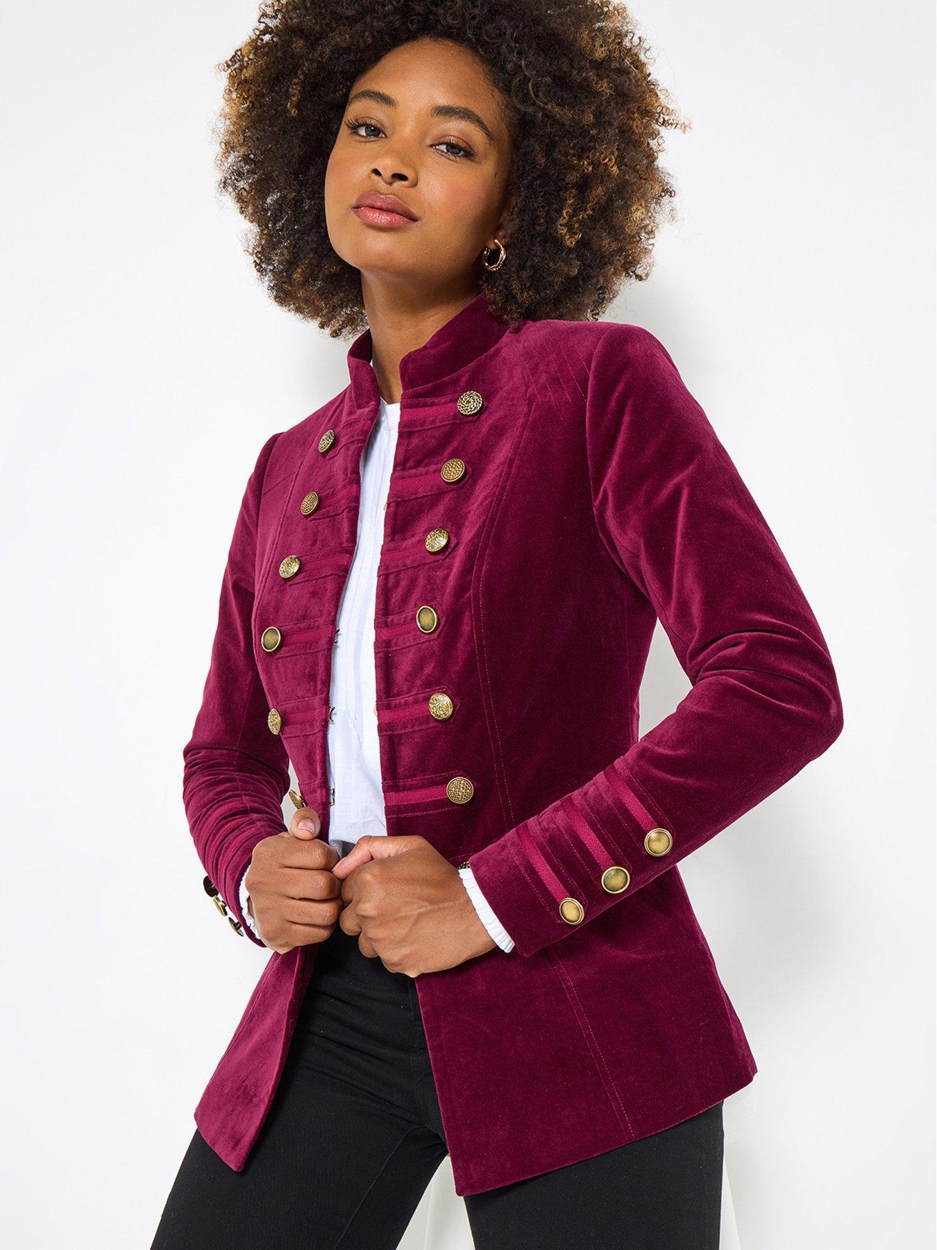 undefined Helena Moleskin Military Jacket - Magenta