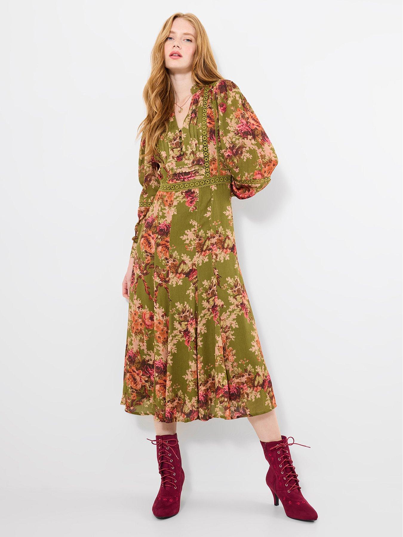 undefined Vintage Roses Dress - Green