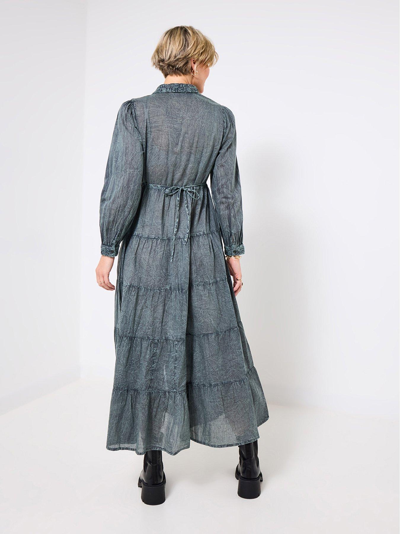  image of joe-browns-boho-girl-washed-and-hand-embroidered-shirt-dress-grey