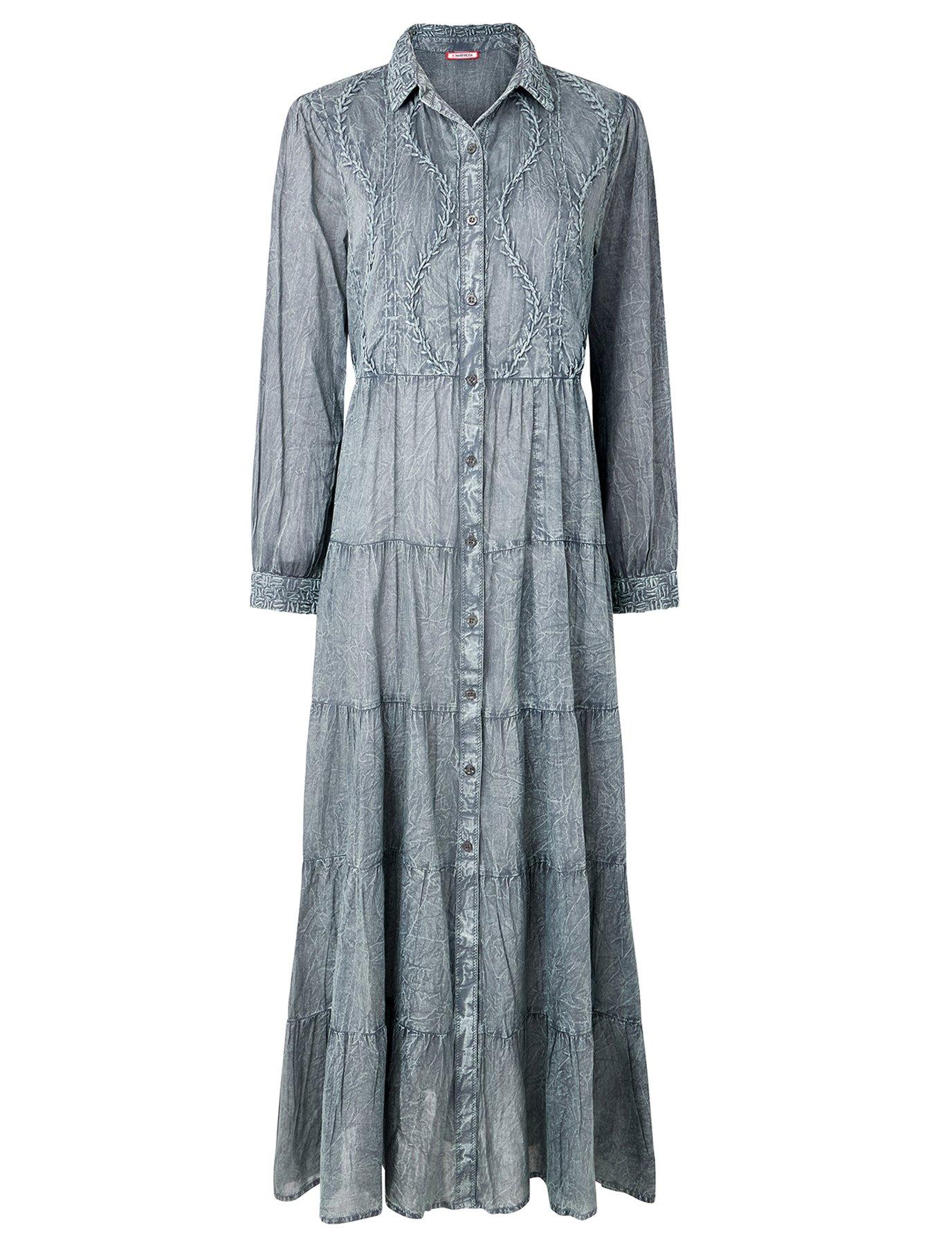  image of joe-browns-boho-girl-washed-and-hand-embroidered-shirt-dress-grey