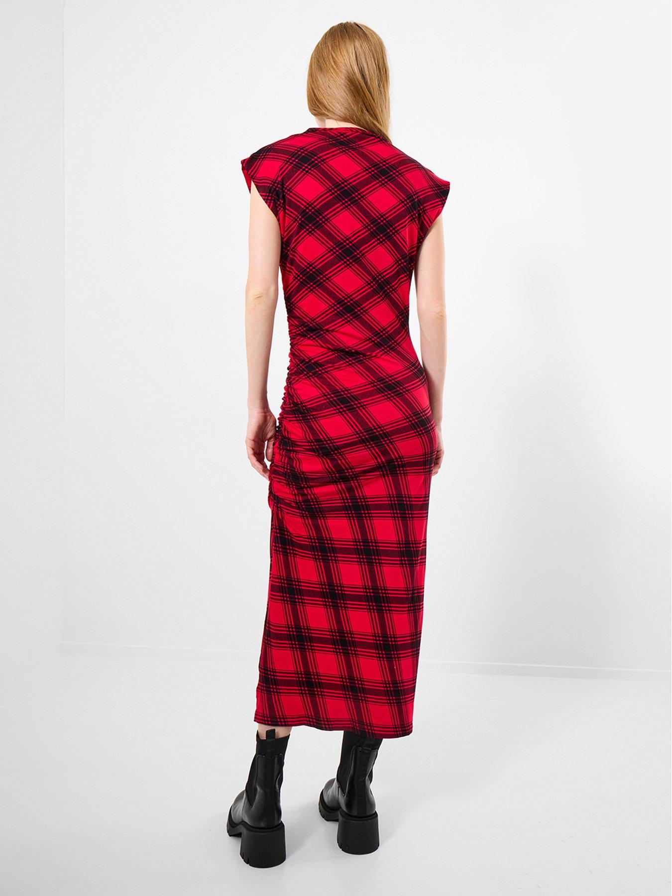  image of joe-browns-claudia-check-jersey-dress-red