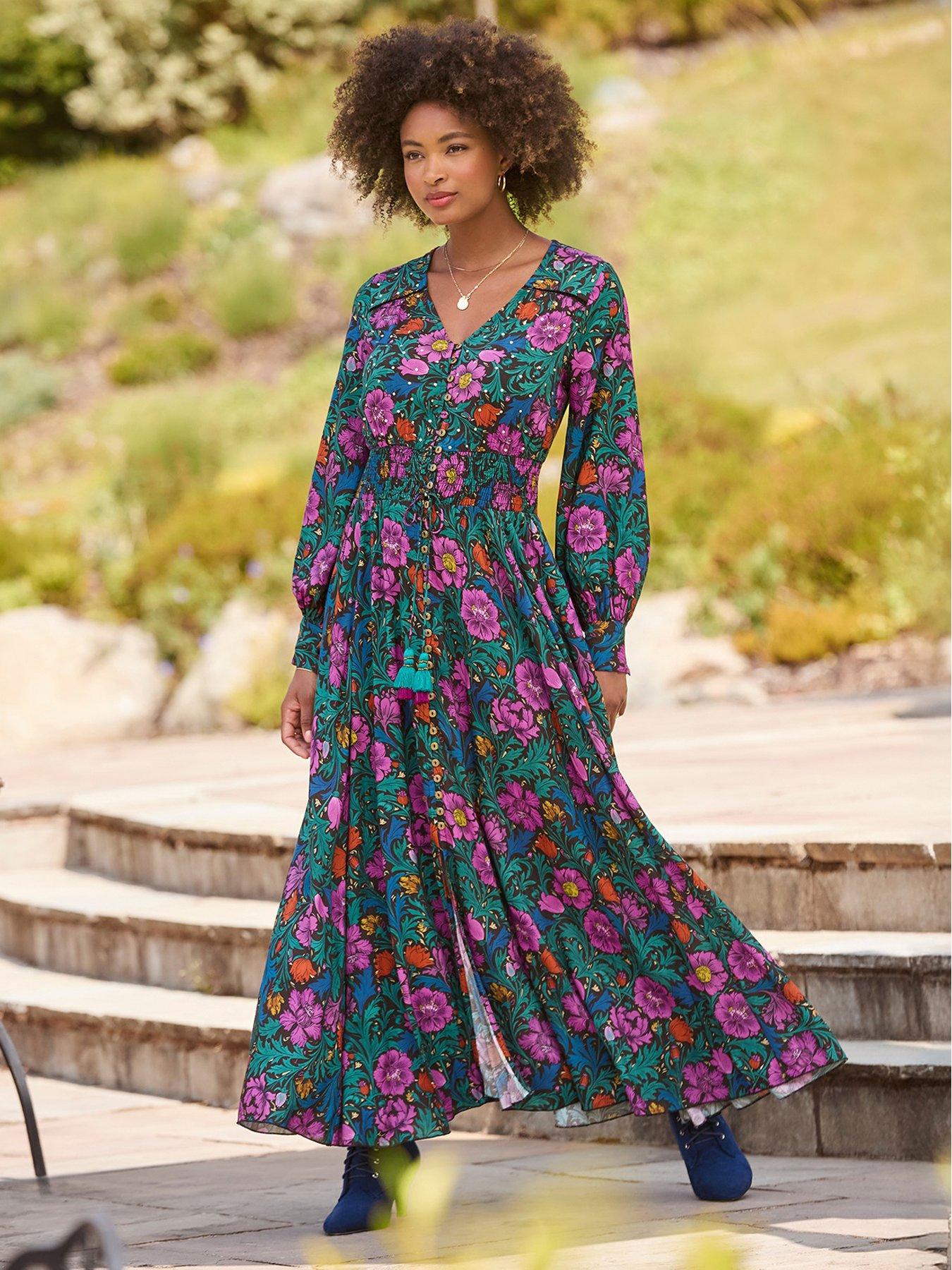  image of joe-browns-whimsical-wonders-floral-maxi-dress-black