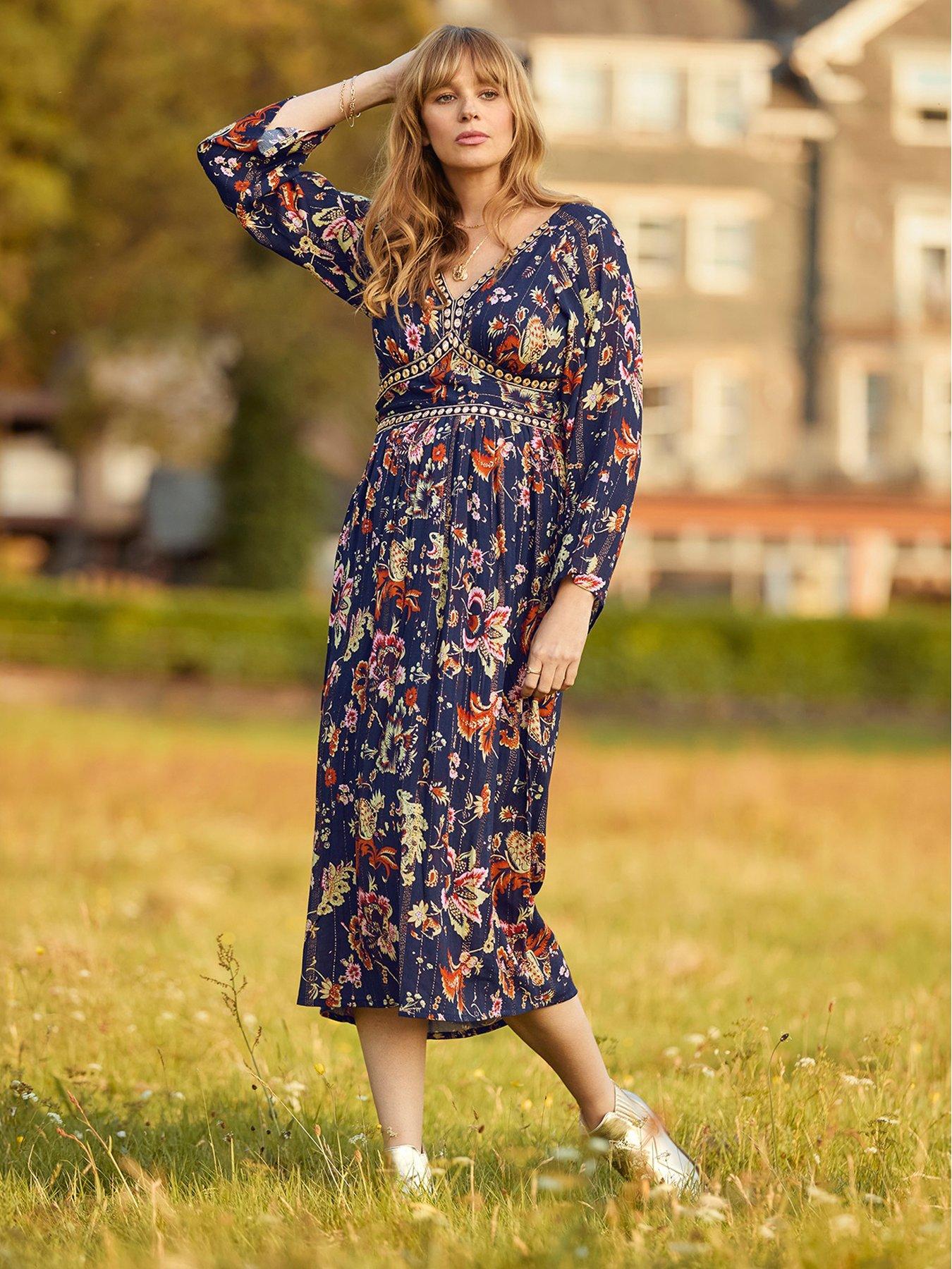  image of joe-browns-isobella-mirror-trim-dress-navy