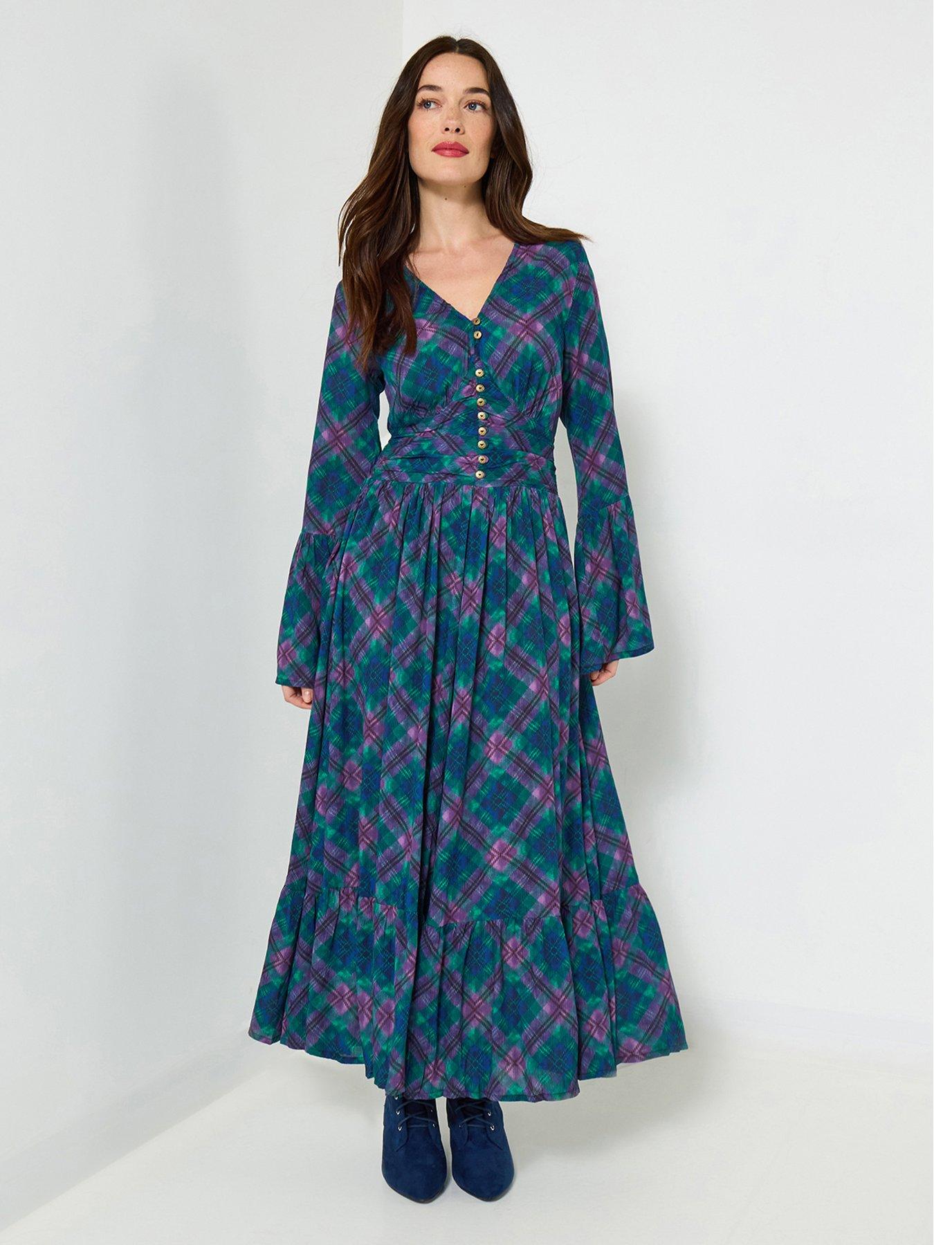 Image 3 of 6 of Joe Browns Isla Printed Check Dress - Green