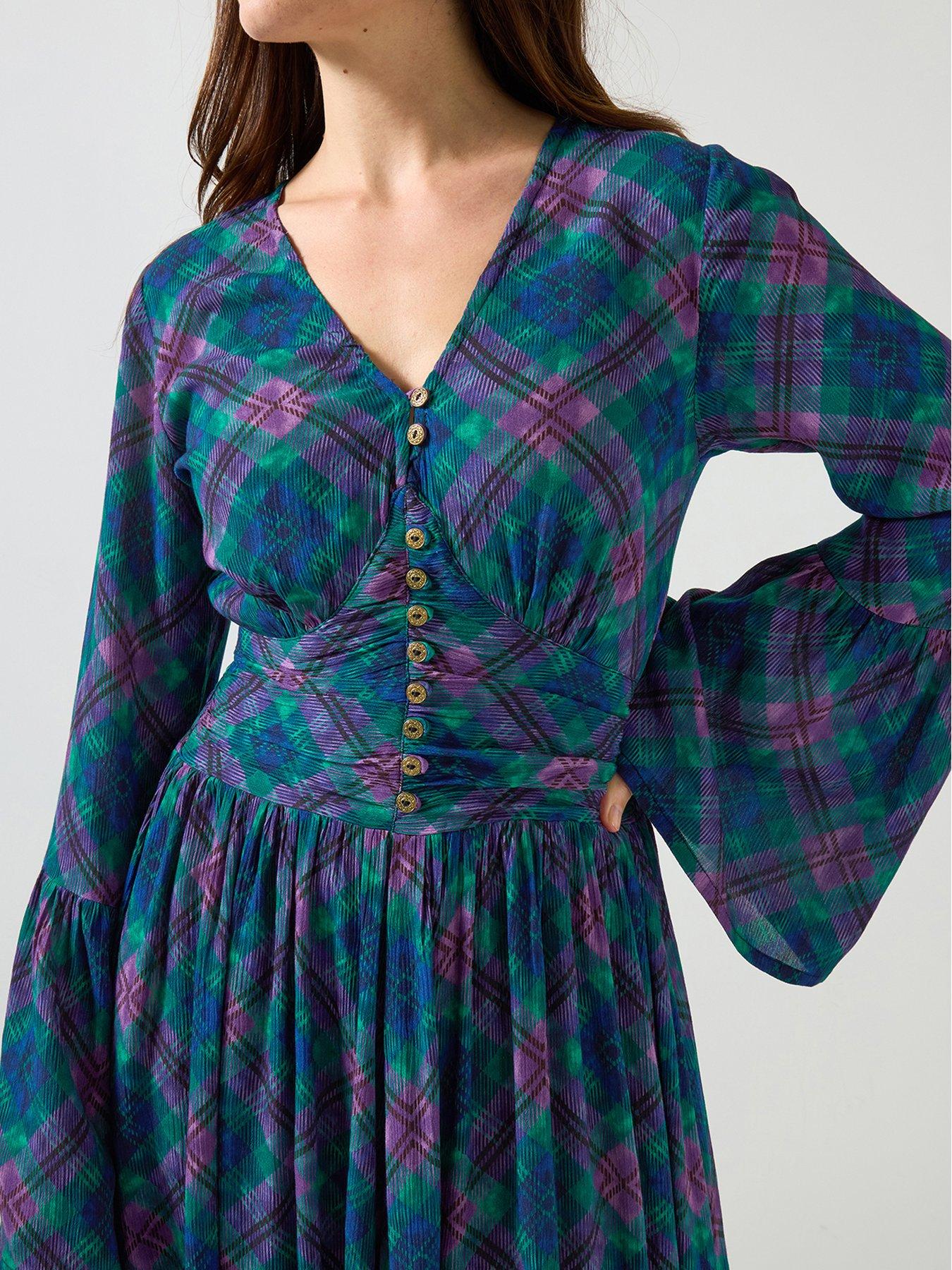 Image 4 of 6 of Joe Browns Isla Printed Check Dress - Green