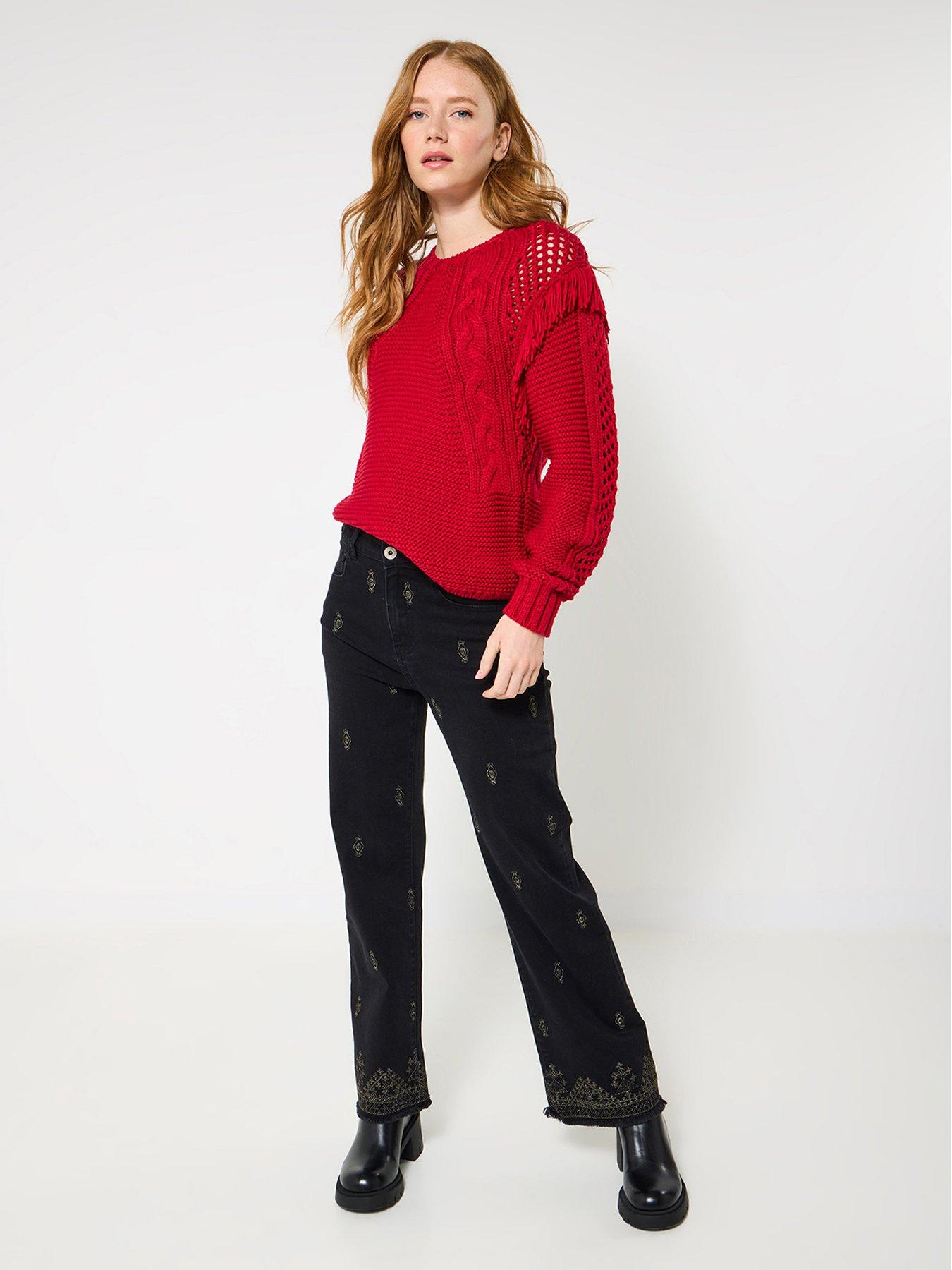 Image 3 of 6 of Joe Browns Selena Embroidered Straight Leg Jeans - Black