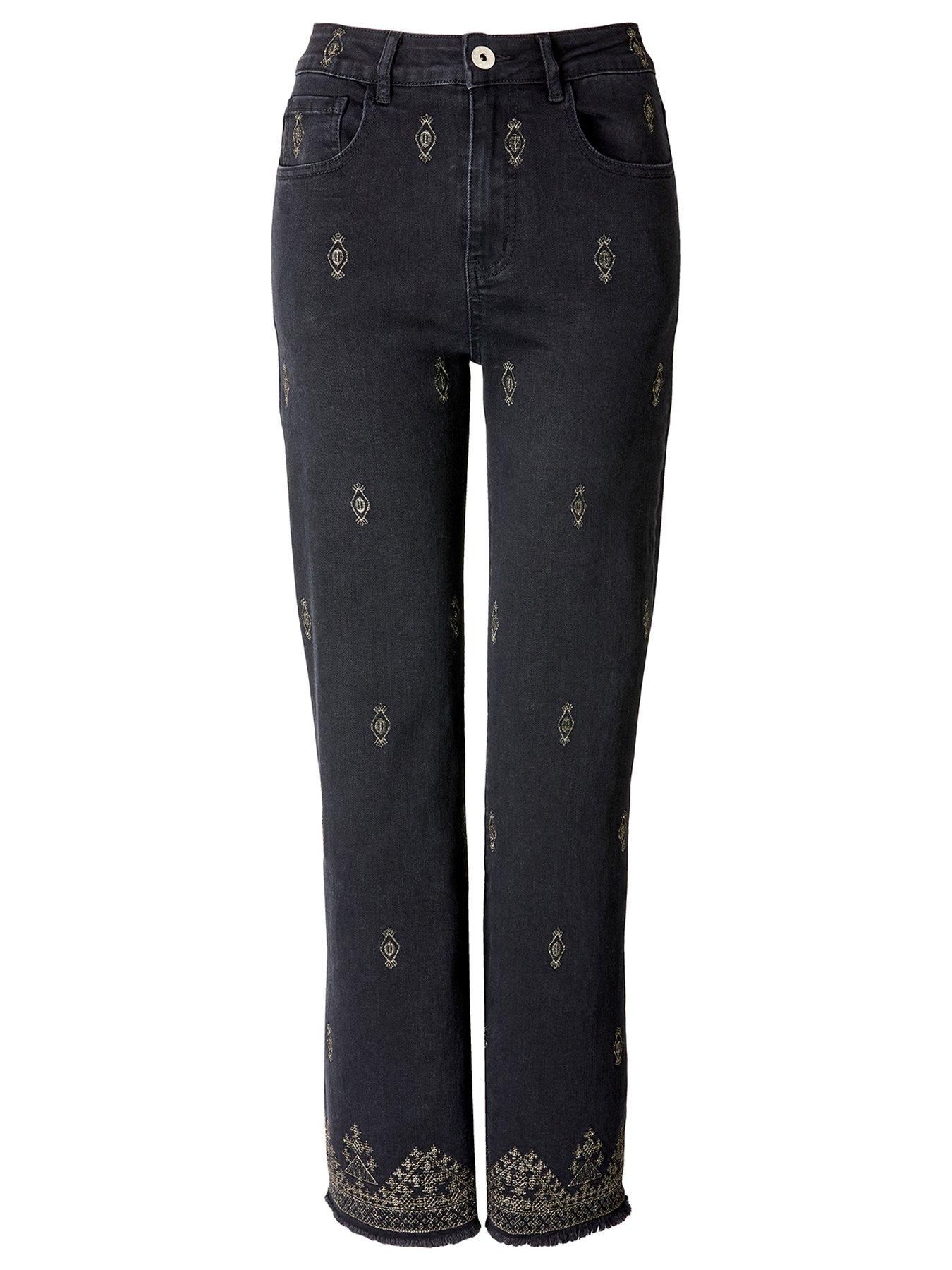 Image 6 of 6 of Joe Browns Selena Embroidered Straight Leg Jeans - Black