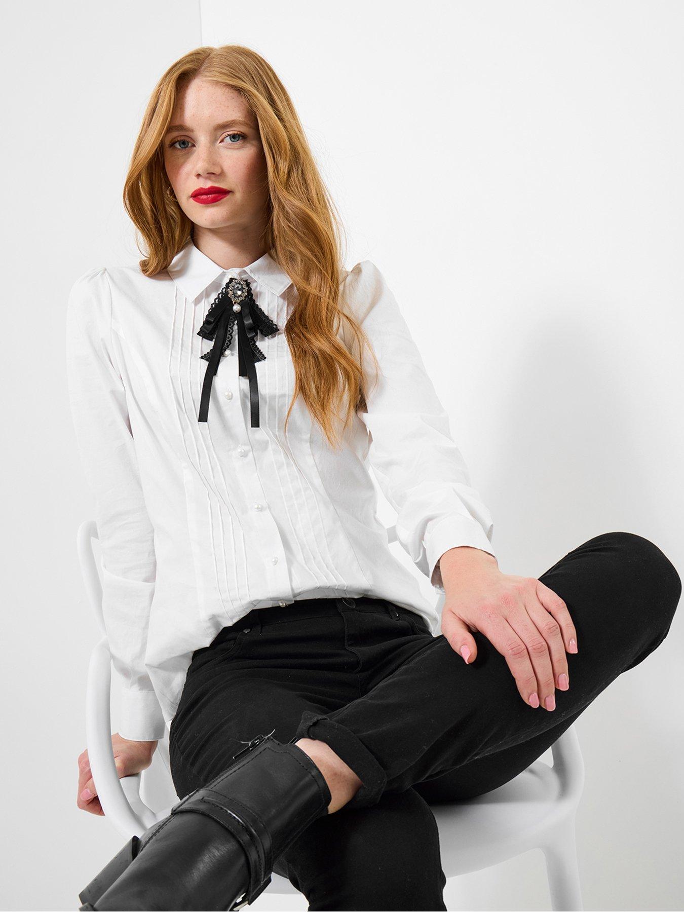 Joe Browns Perfect White Shirt With Detachable Statement Brooch - White