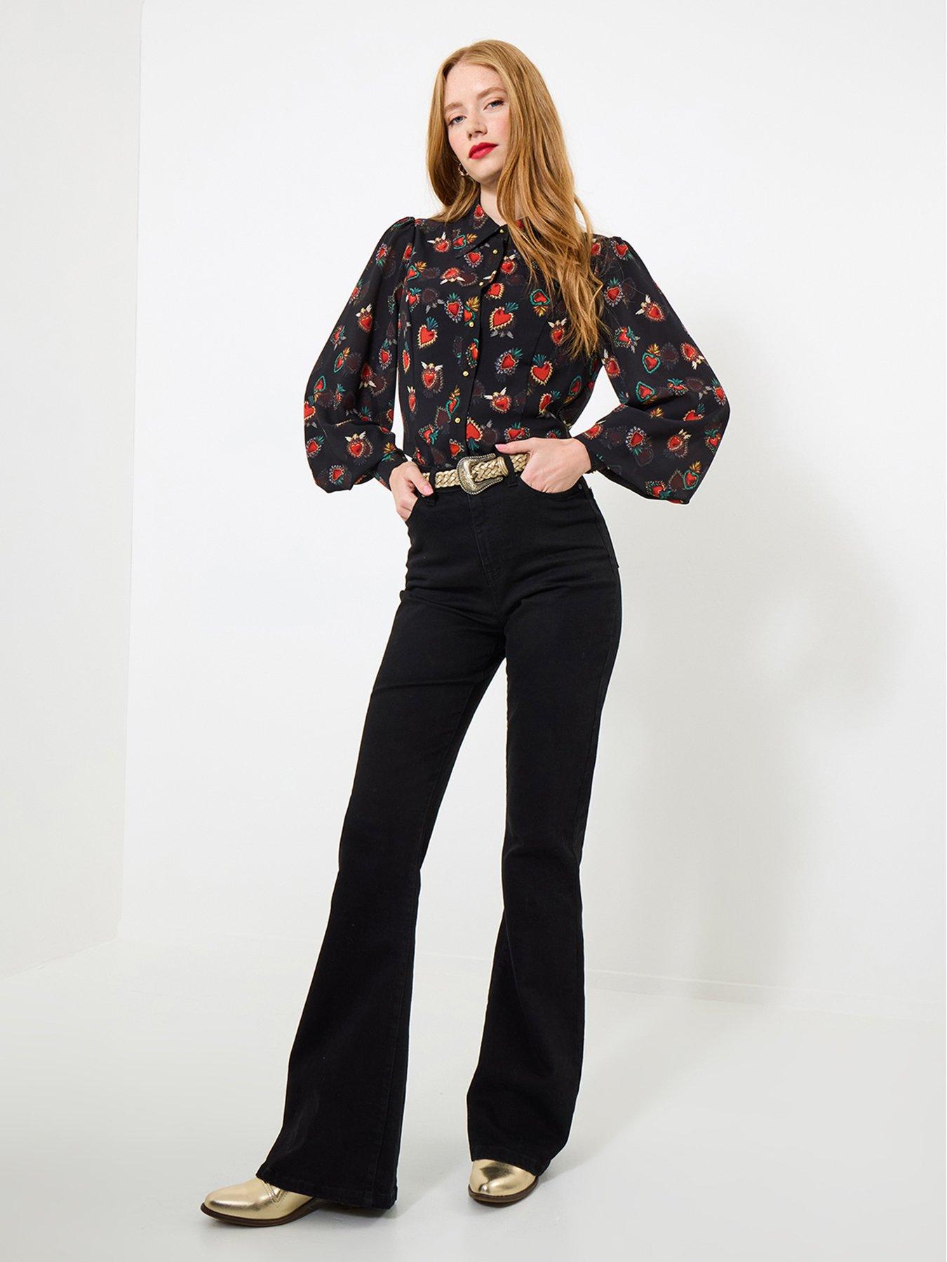Image 2 of 6 of Joe Browns Heart Print Georgette Blouse With Cami - Black