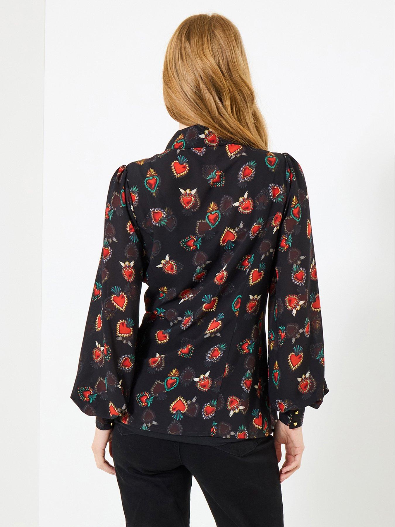 Image 4 of 6 of Joe Browns Heart Print Georgette Blouse With Cami - Black