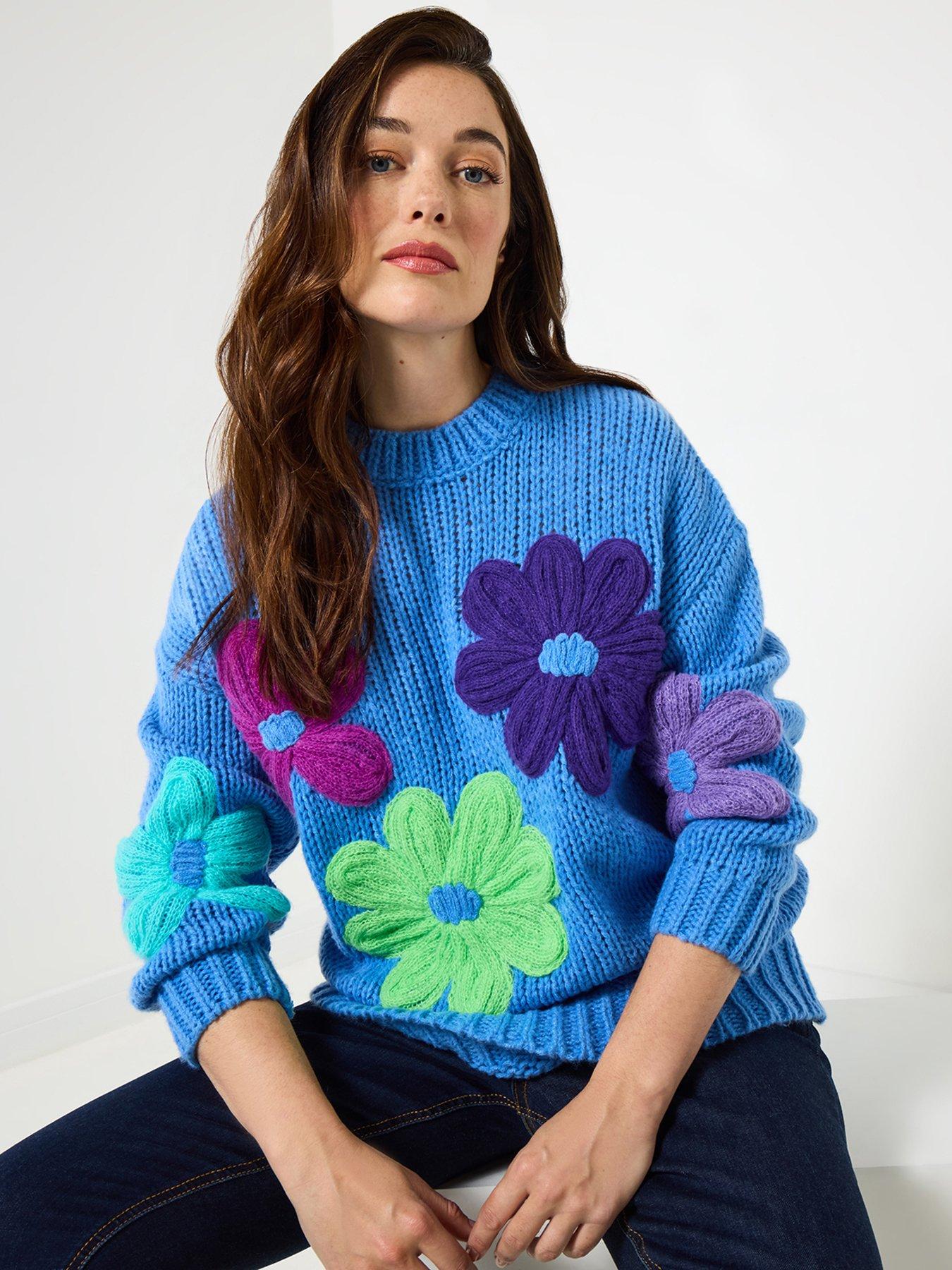 undefined Fun And Floral Applique Jumper - Blue