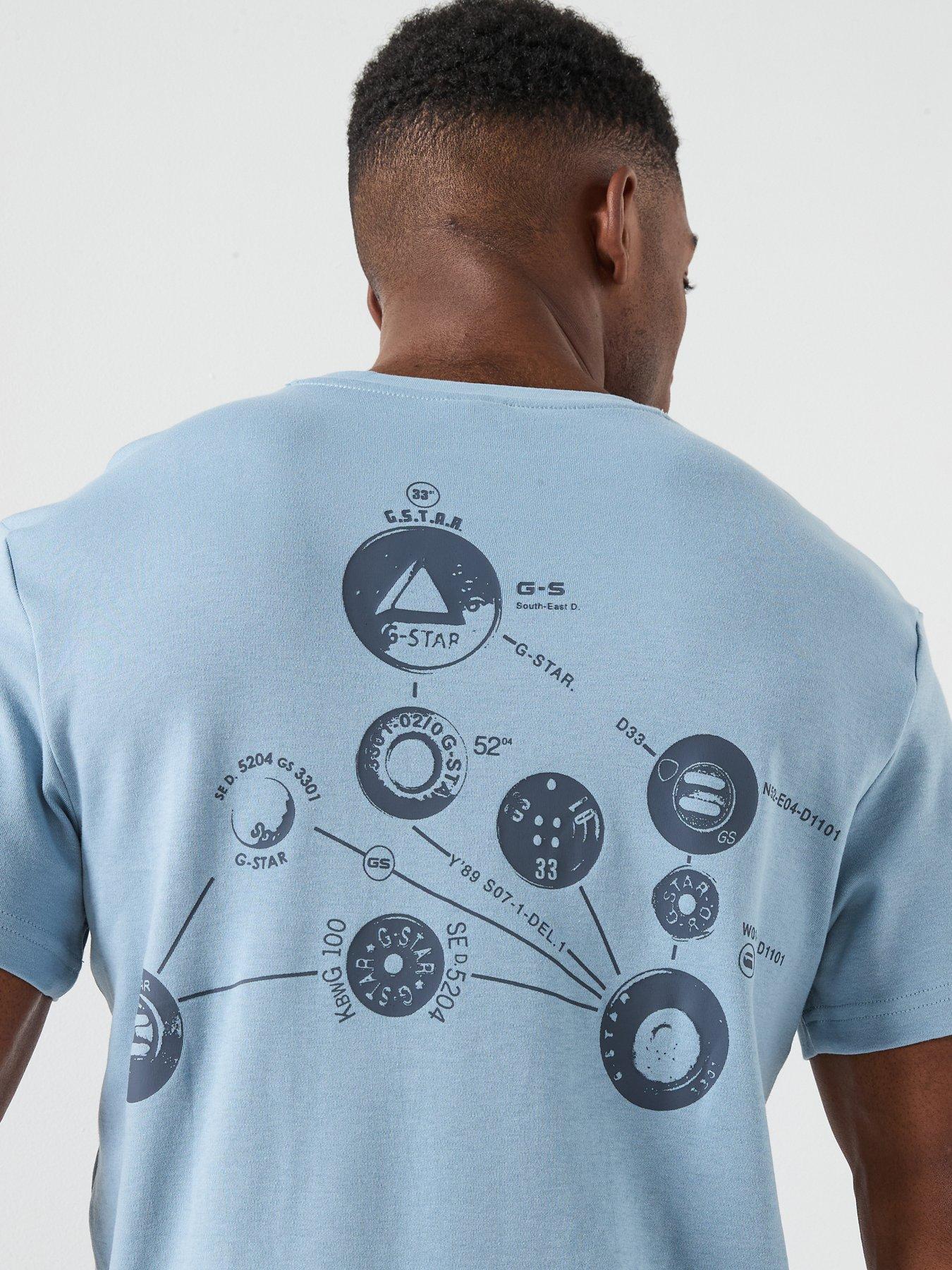  image of g-star-raw-trims-back-graphic-t-shirt-blue
