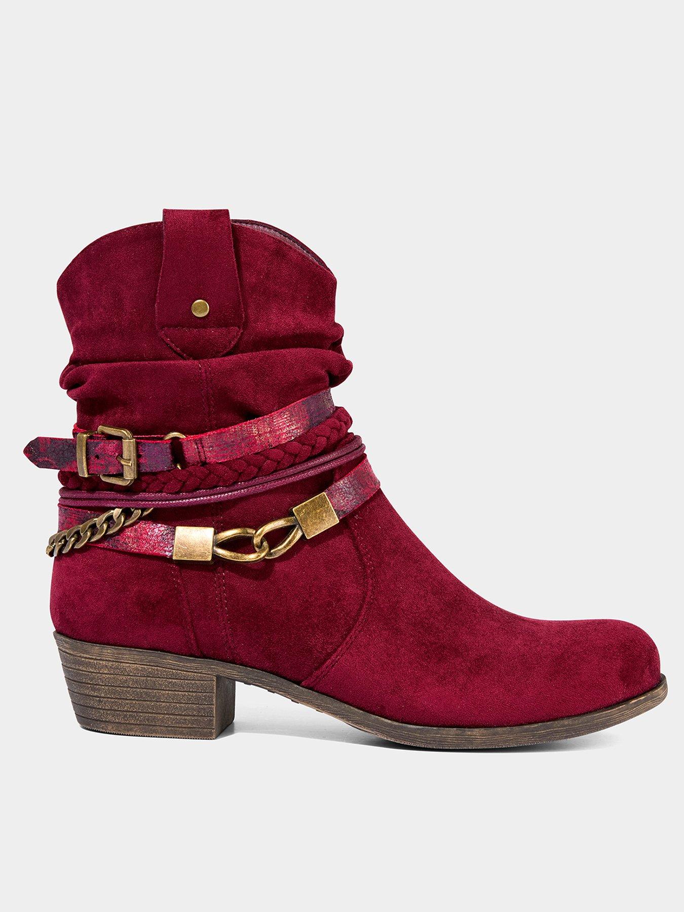 undefined Lakeside Embellished Boots - Burgundy