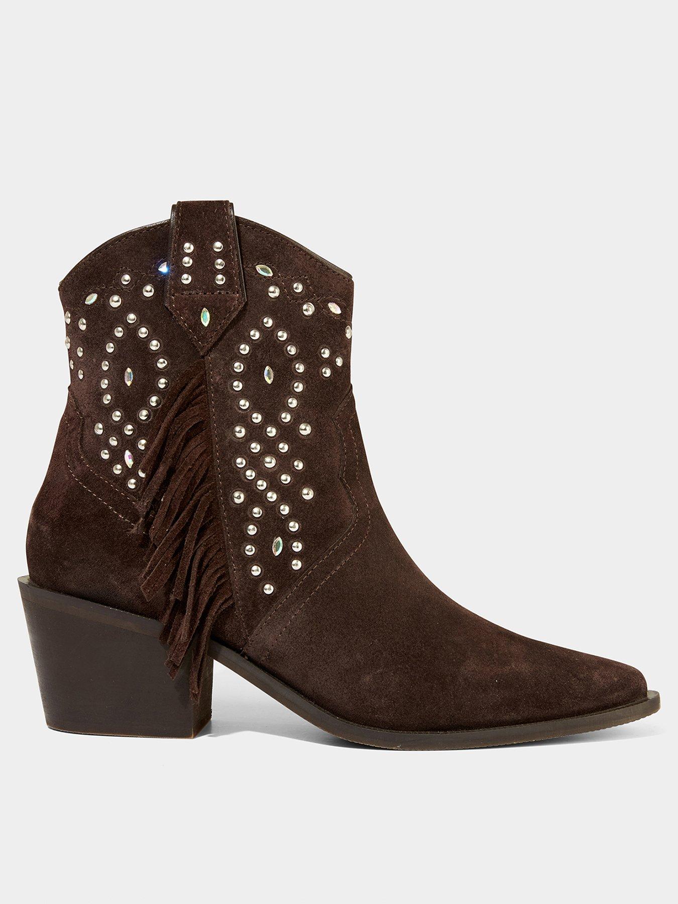 Image 1 of 6 of Joe Browns Sand Storm Embellished Suede Western Boots - Brown