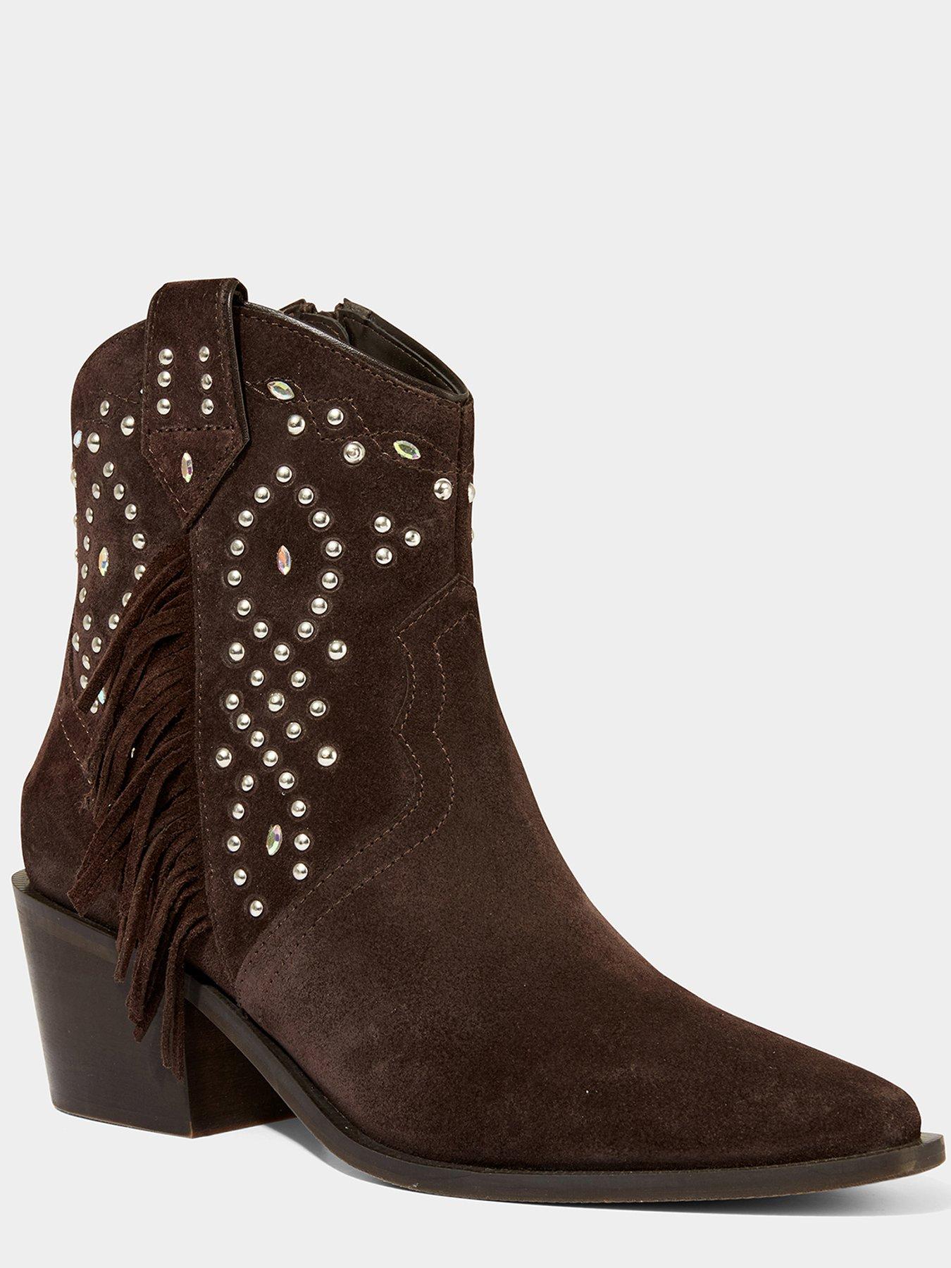 Image 4 of 6 of Joe Browns Sand Storm Embellished Suede Western Boots - Brown