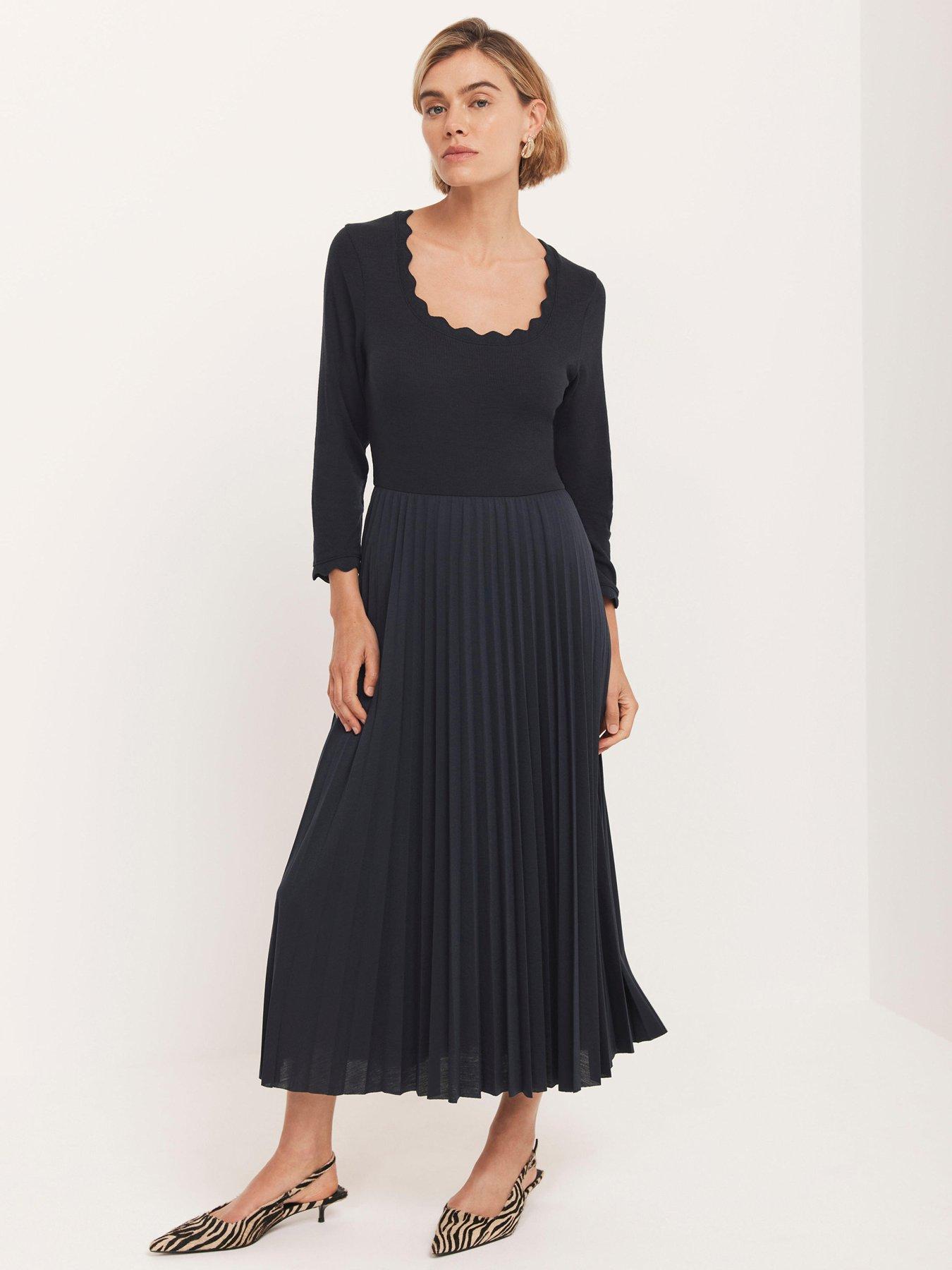 mint-velvet-scallop-woven-mix-jersey-dress-blue