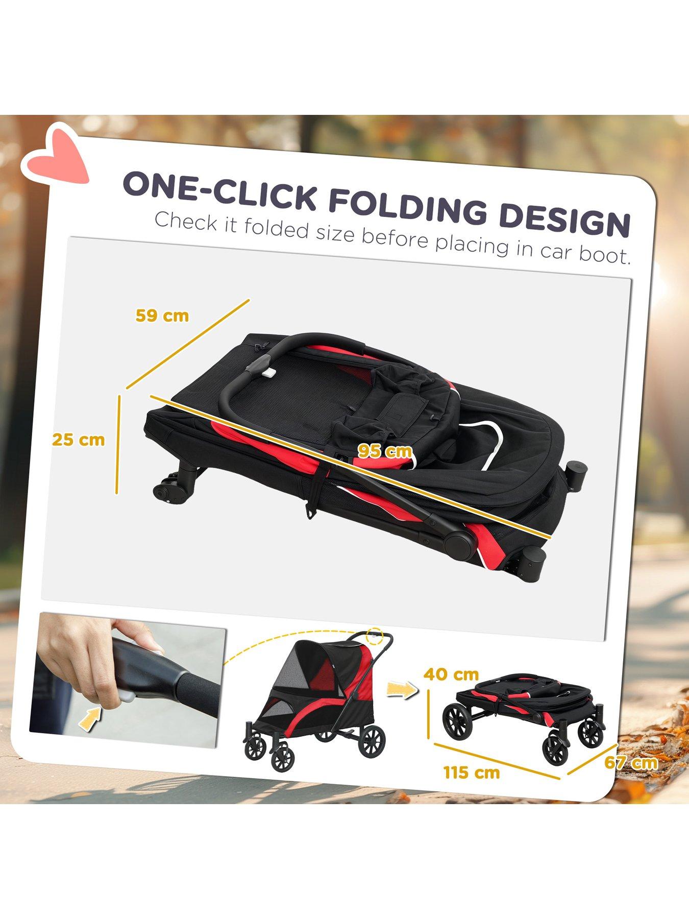  image of pawhut-foldable-pet-stroller-for-large-dogs-redblack