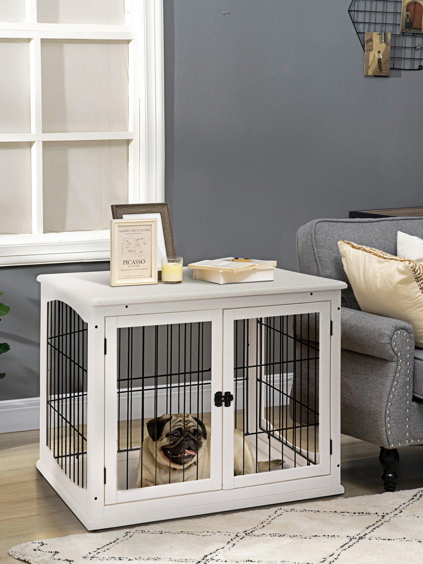 Image 1 of 7 of PawHut Dog Crate End Table  for Medium Dog White