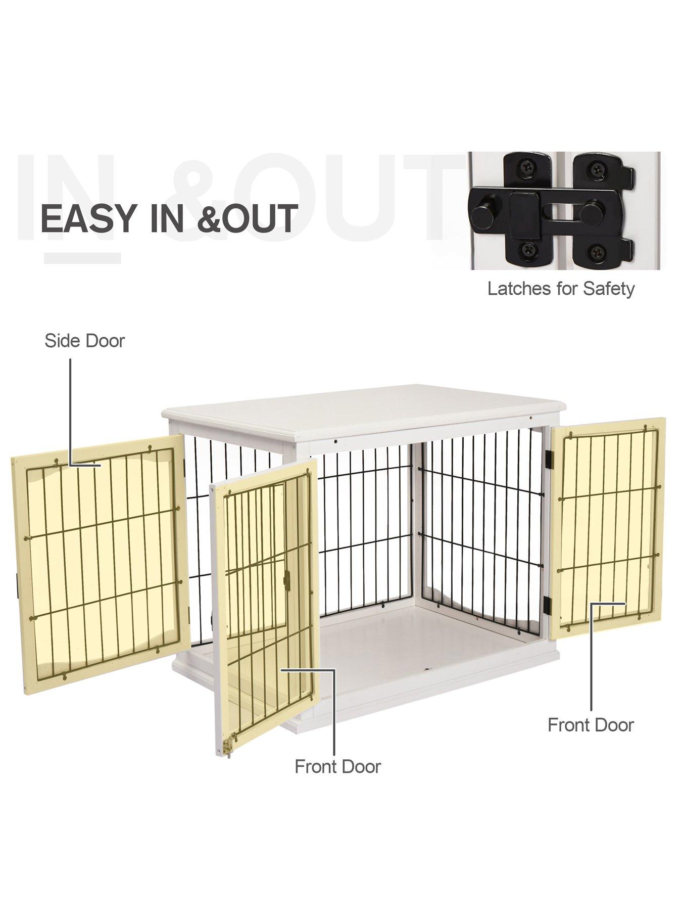 Image 4 of 7 of PawHut Dog Crate End Table  for Medium Dog White