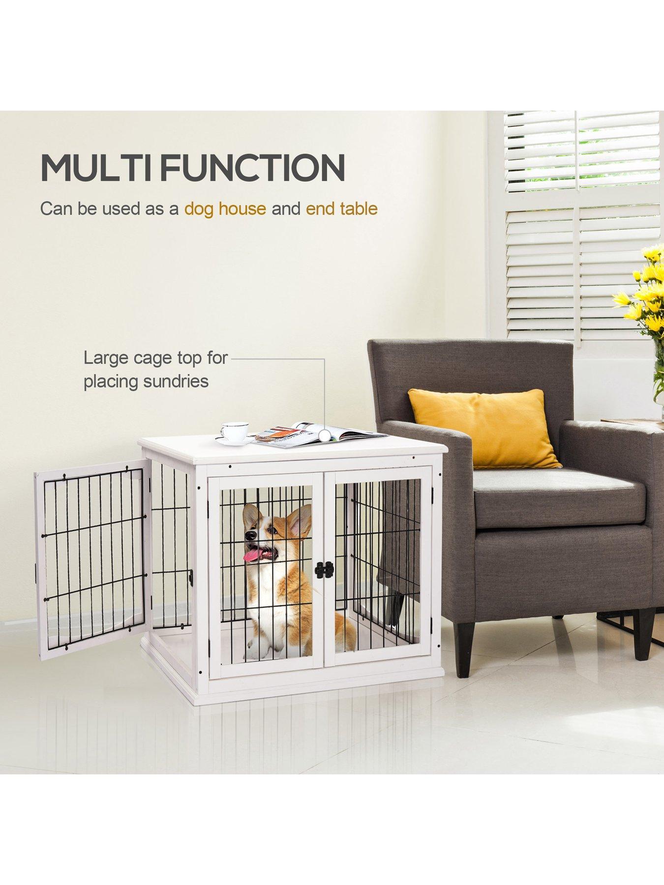 Image 5 of 7 of PawHut Dog Crate End Table  for Medium Dog White
