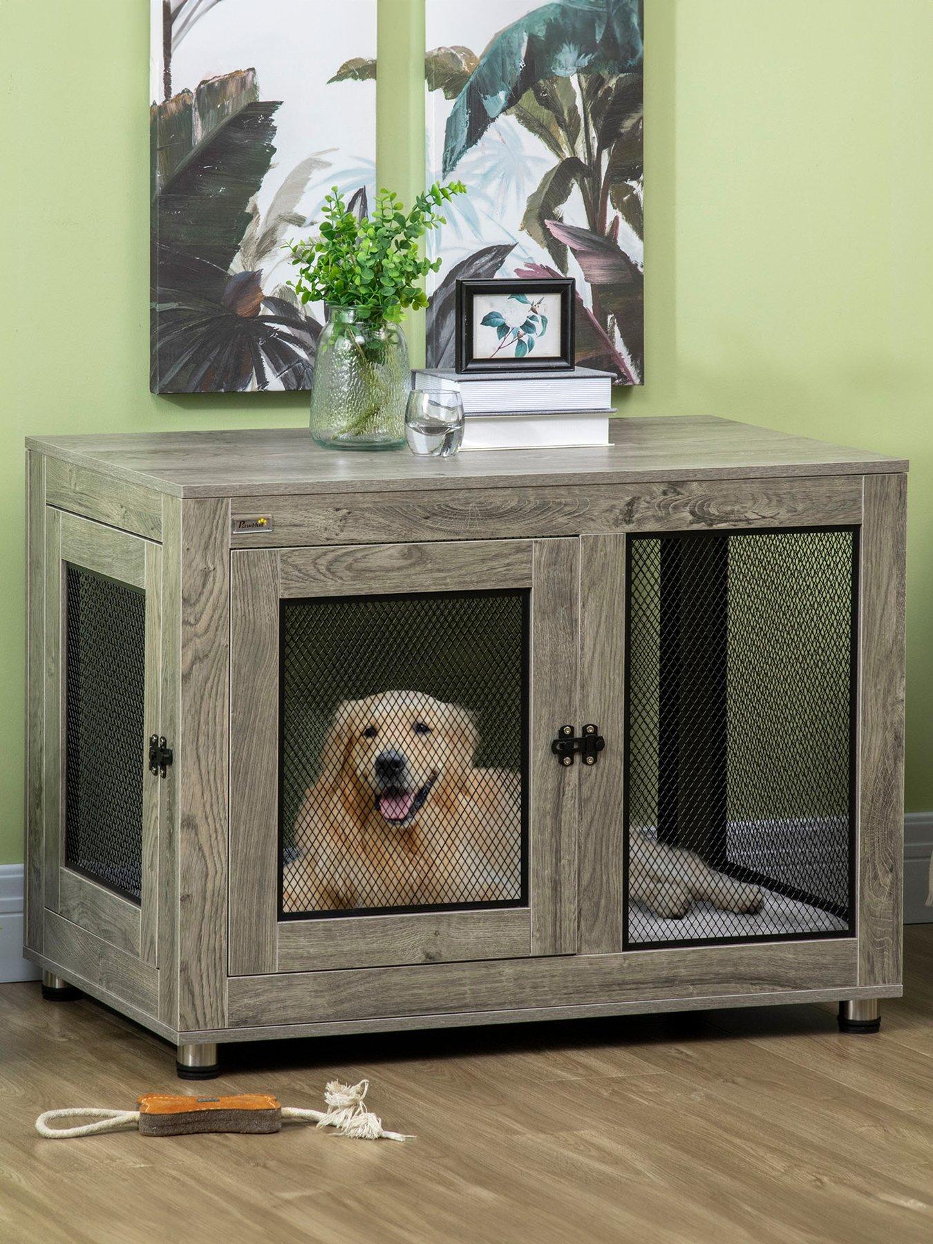 pawhut-pet-crate-end-table-with-soft-washable-cushion