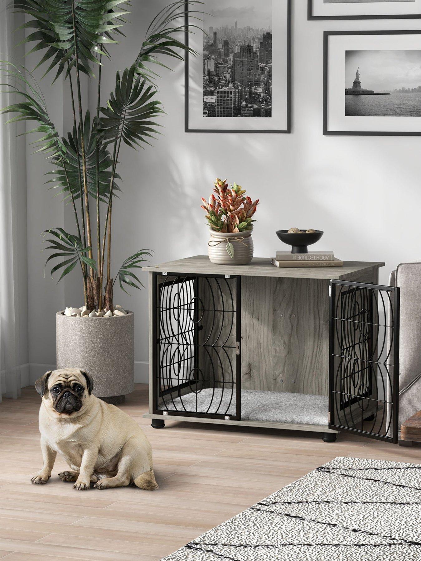 pawhut-dog-crate-furniture-end-table-with-cushion-for-medium-dogs