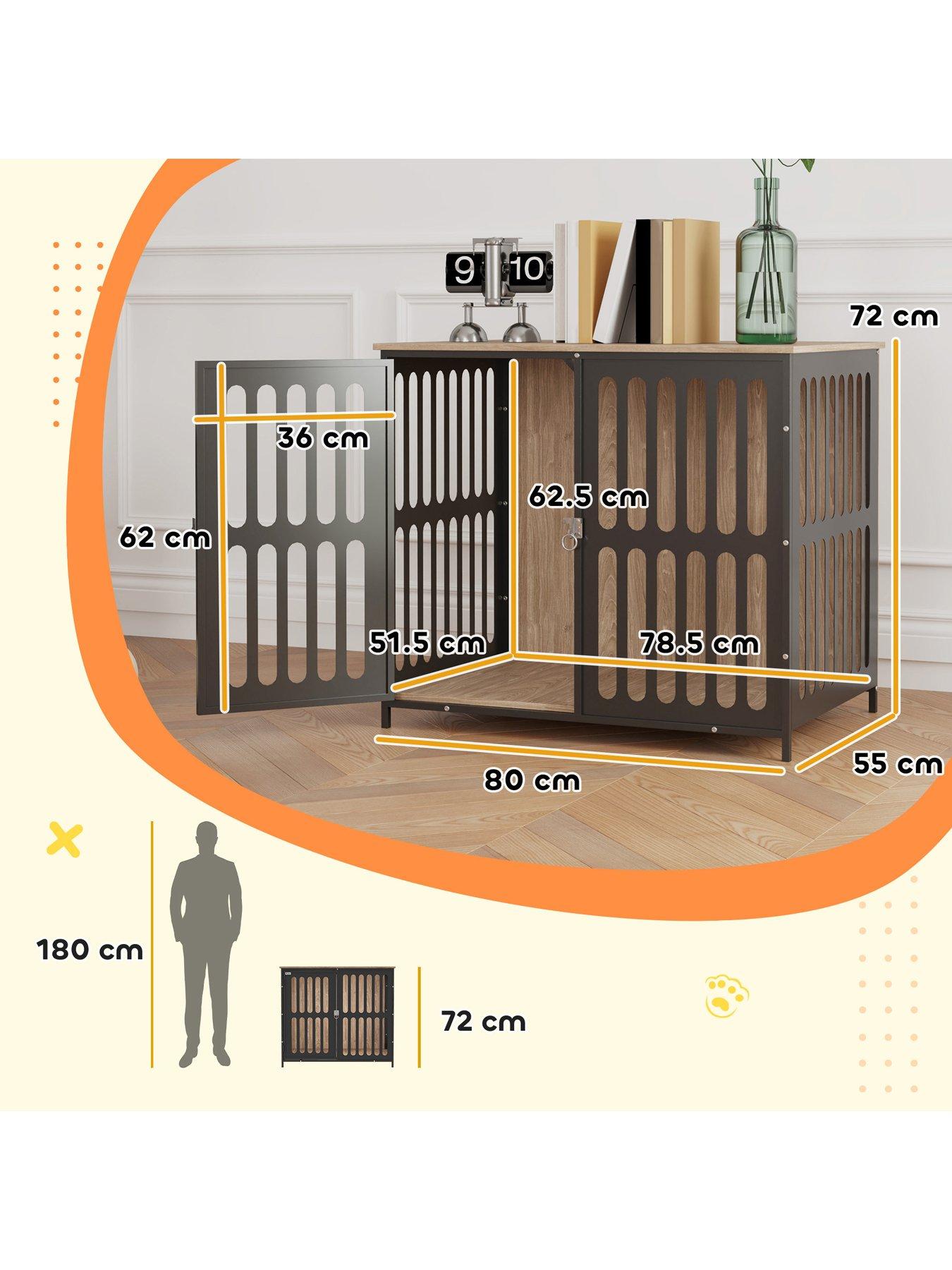 Image 4 of 7 of PawHut Dog Crate Furniture with Anti-Chew Resistant Mesh for Medium Dogs