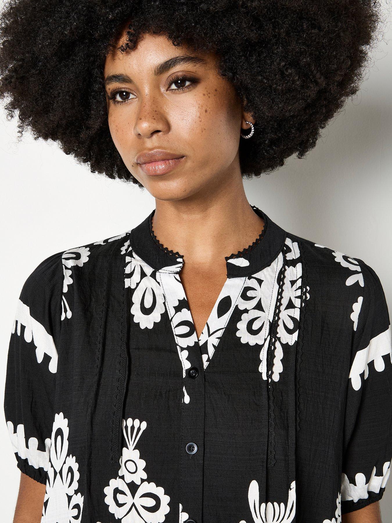 Image 4 of 4 of Apricot Baroque Pleat Detail Shirt Dress - Black