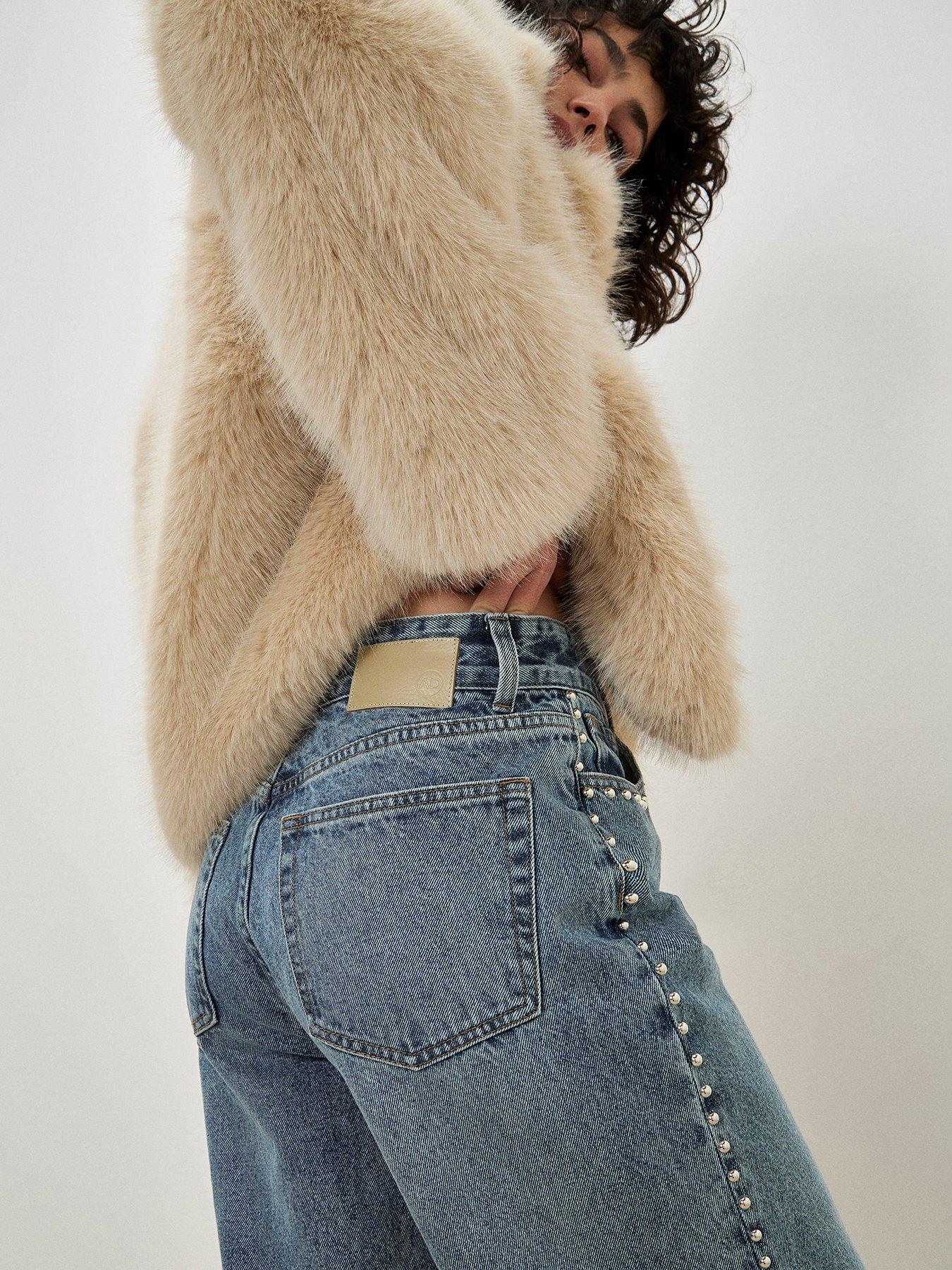  image of apricot-stud-wide-flare-jeansnbsp--blue