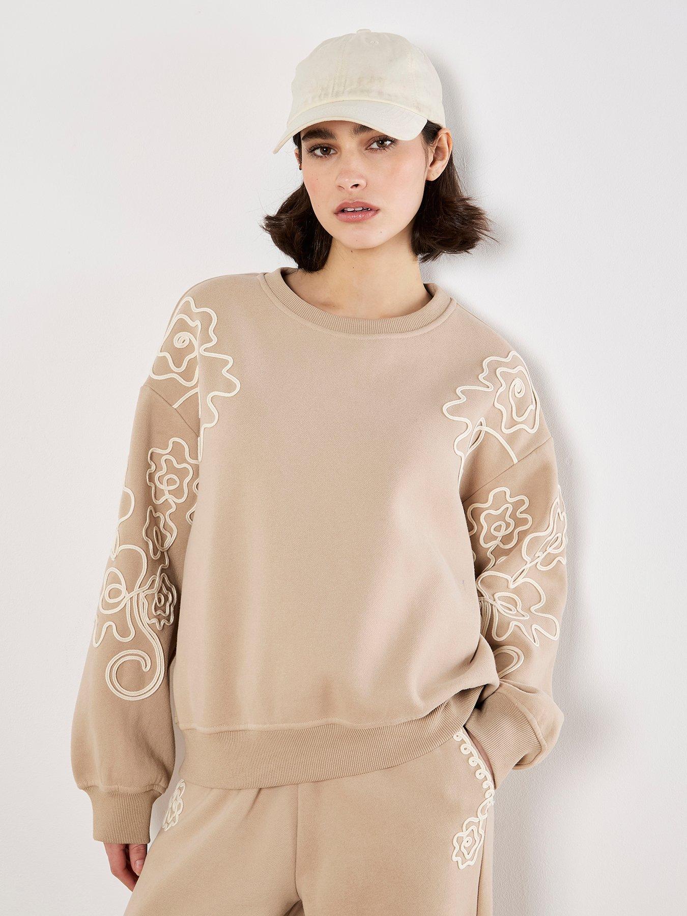 Image 3 of 4 of Apricot Floral Cornelli Embroided Sweatshirt - Cream
