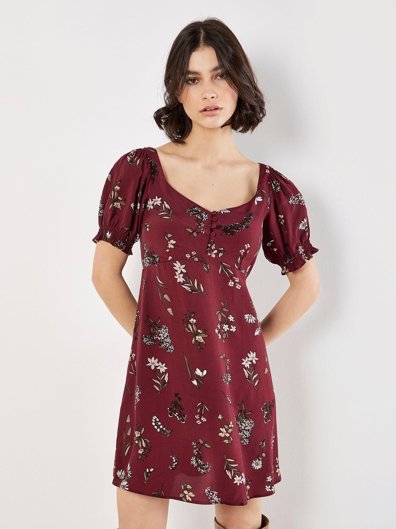 apricot-botanical-floral-tea-dress-red