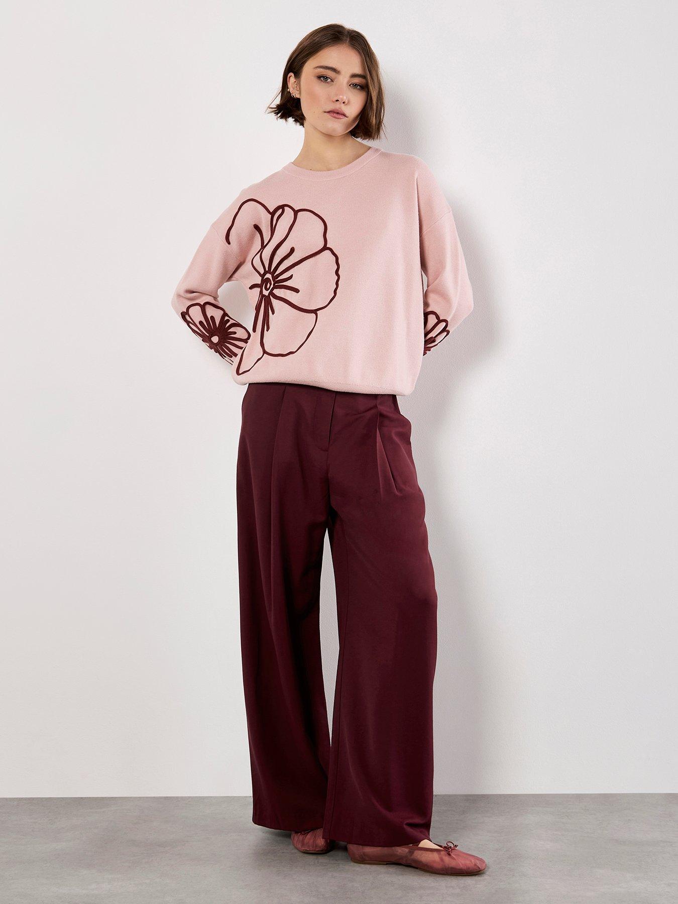 Image 3 of 4 of Apricot Cornelli Embroidered Big Flower Jumper