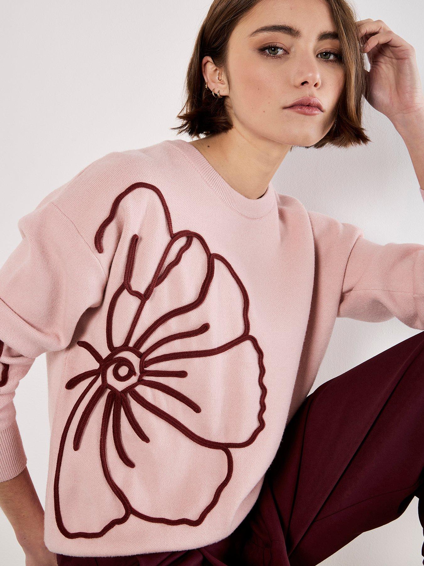 Image 4 of 4 of Apricot Cornelli Embroidered Big Flower Jumper