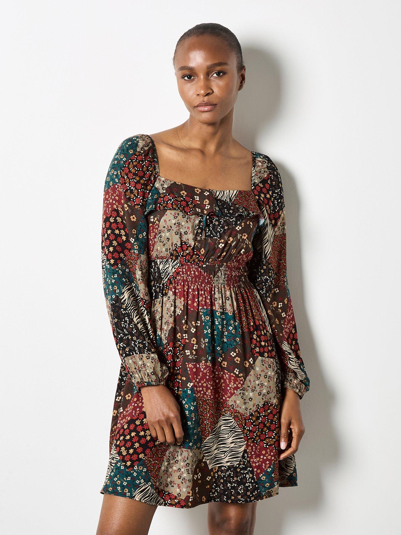 undefined Milkmaid Patchwork Mini Dress