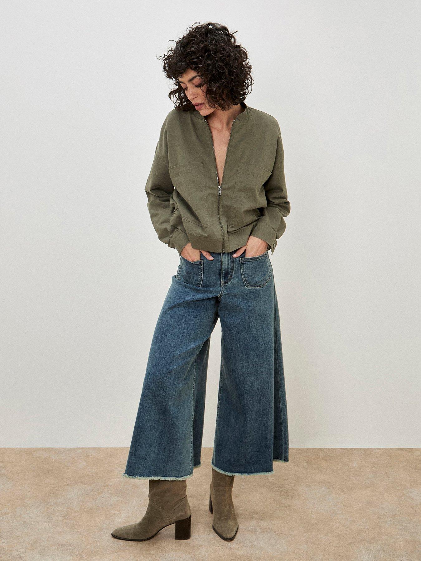 undefined Denim Bomber Jacket - Khaki