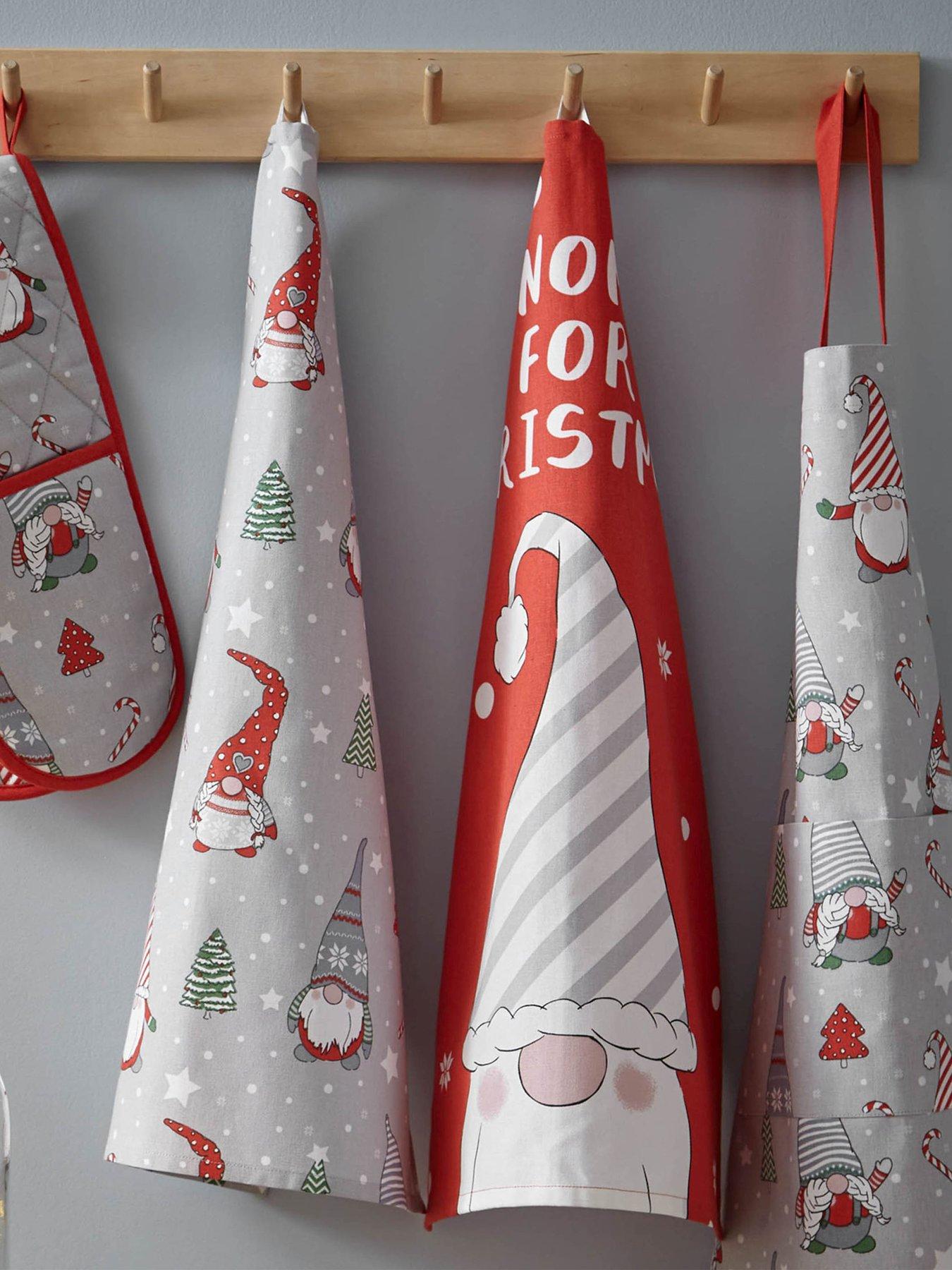 Catherine Lansfield Christmas Gnomes Tea Towels- 4 Pack
