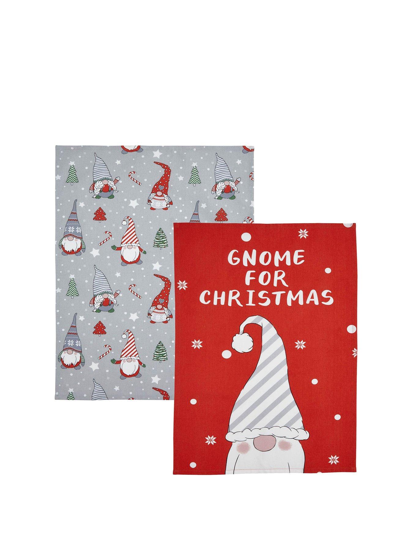  image of catherine-lansfield-christmas-gnomes-tea-towels--4-pack