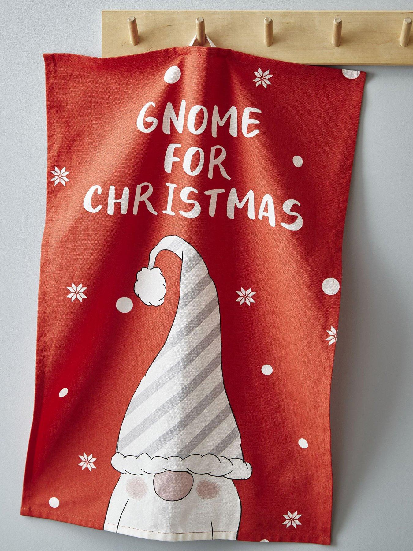  image of catherine-lansfield-christmas-gnomes-tea-towels--4-pack