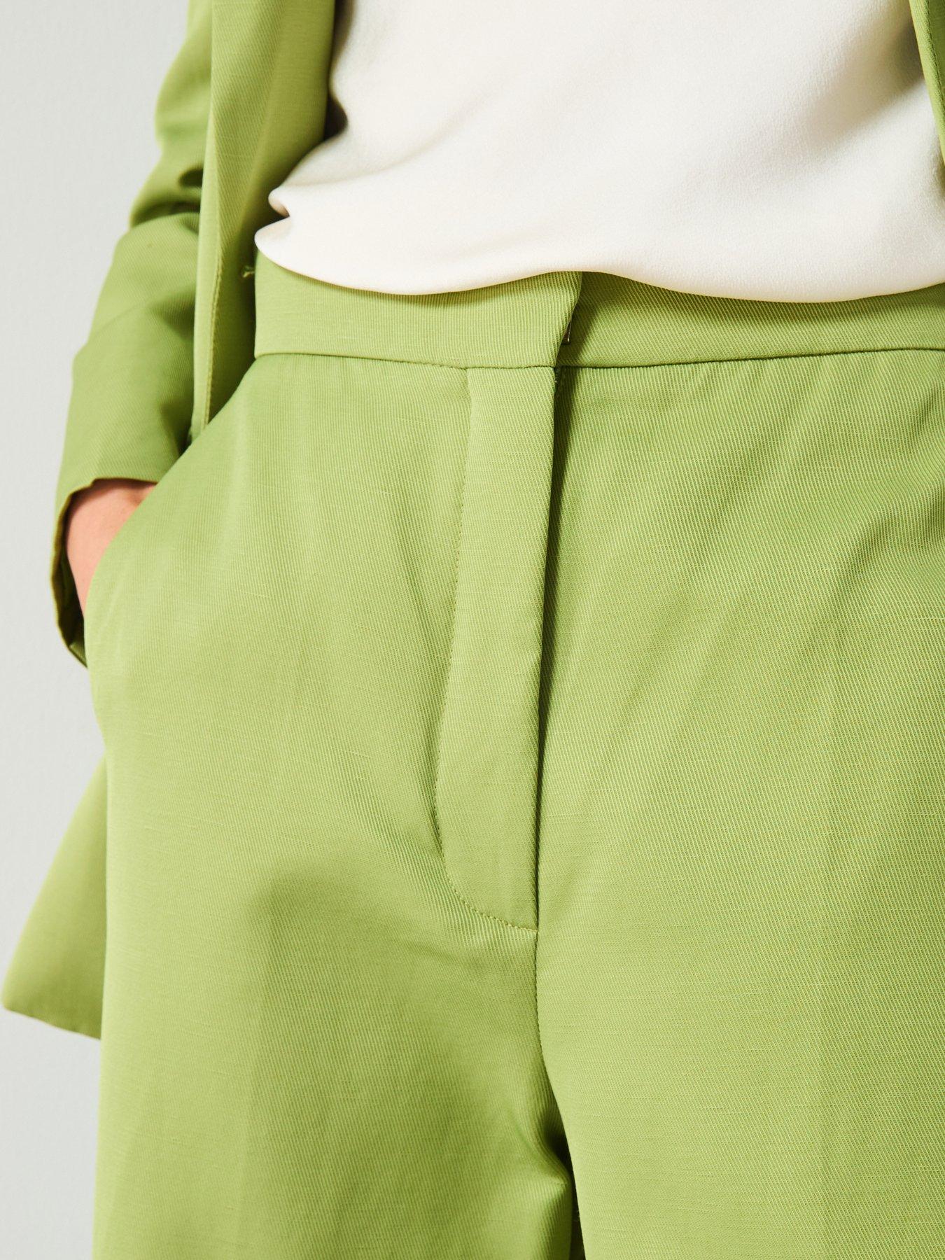 Image 4 of 6 of Mango Straight Fit Linen Blend Suit Trousers - Green