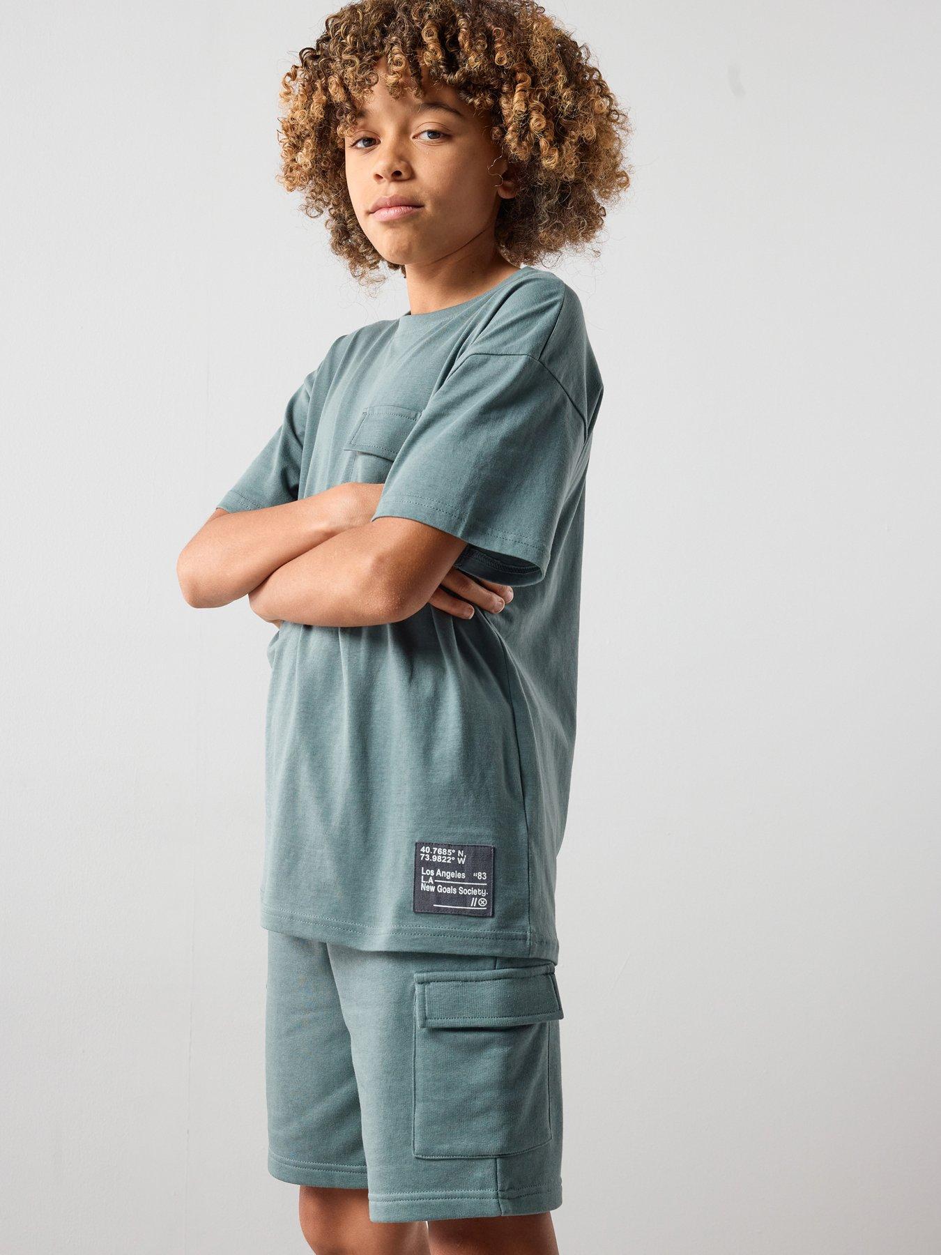 The Very Collection Boys T-shirt and Cargo Shorts Set - Khaki